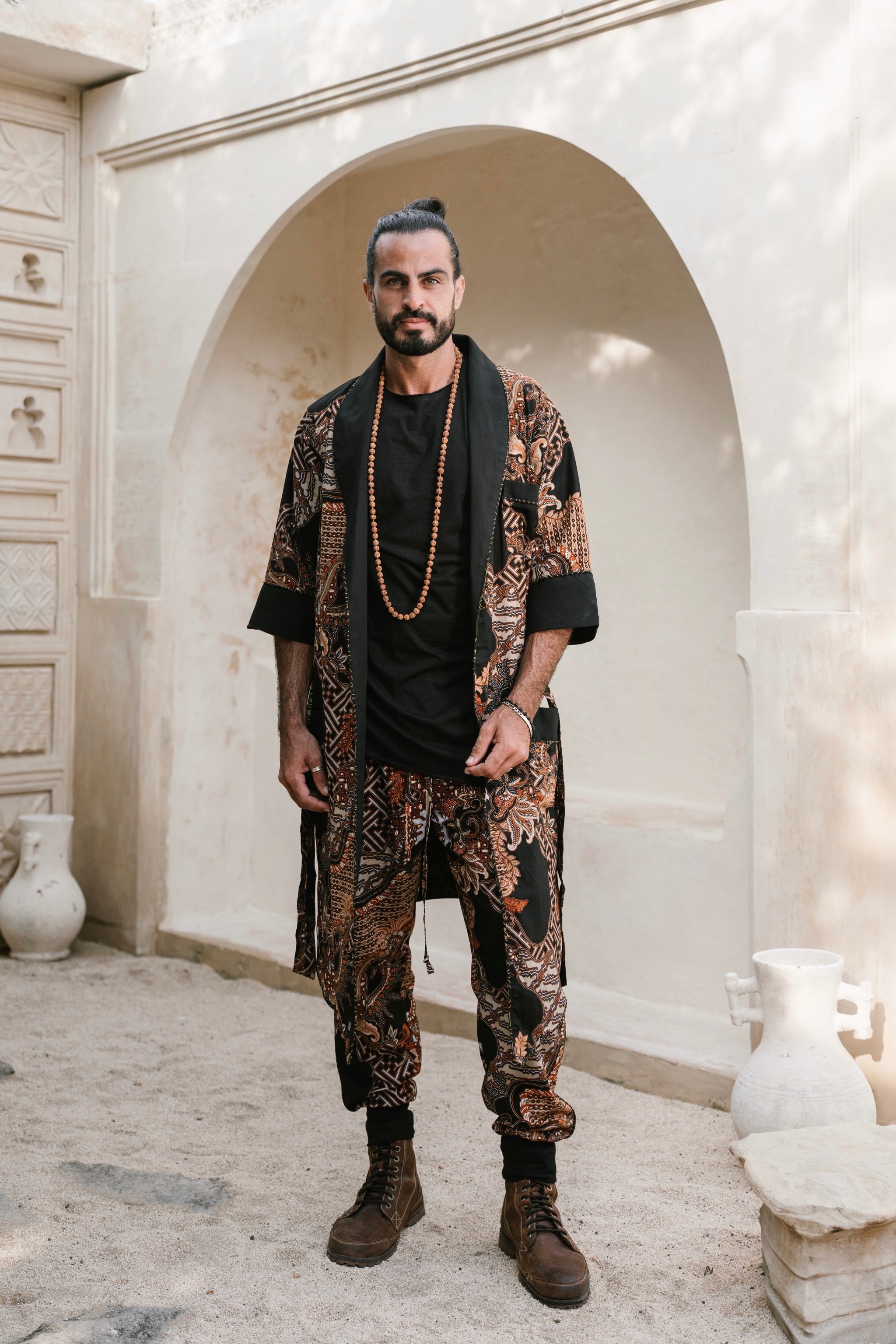 POMO Jacket Black Batik - Elegant Chic Kimono Jacket