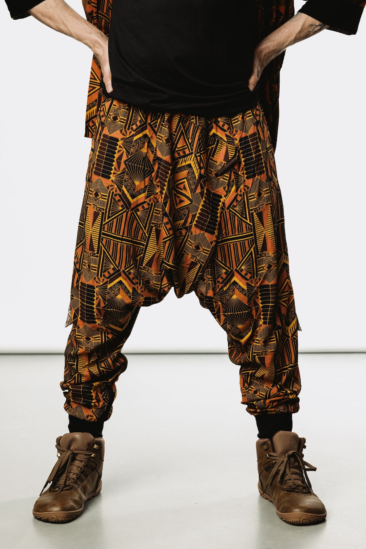 VALO Design VALO Spirit Ninja Red Prism - Slim leg drop crotch harem sarouel pants