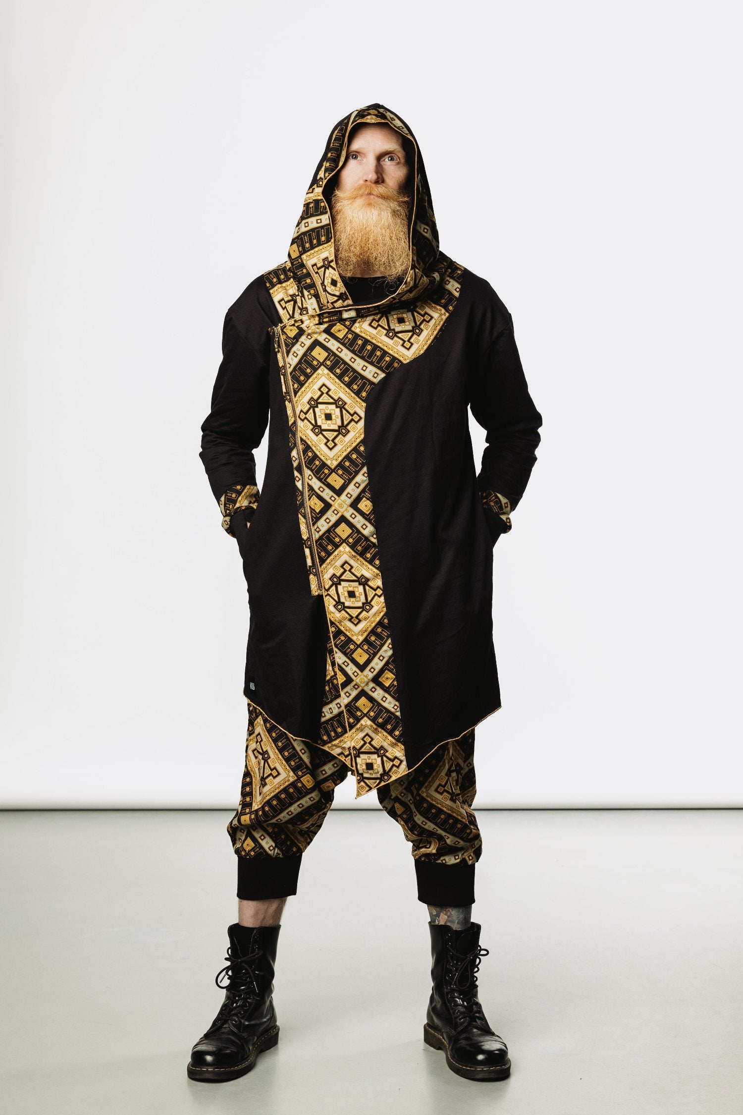 VALO Design Hoodies JEDI - A truly flamboyant Jedi style hooded vest cape with unique geometric print art