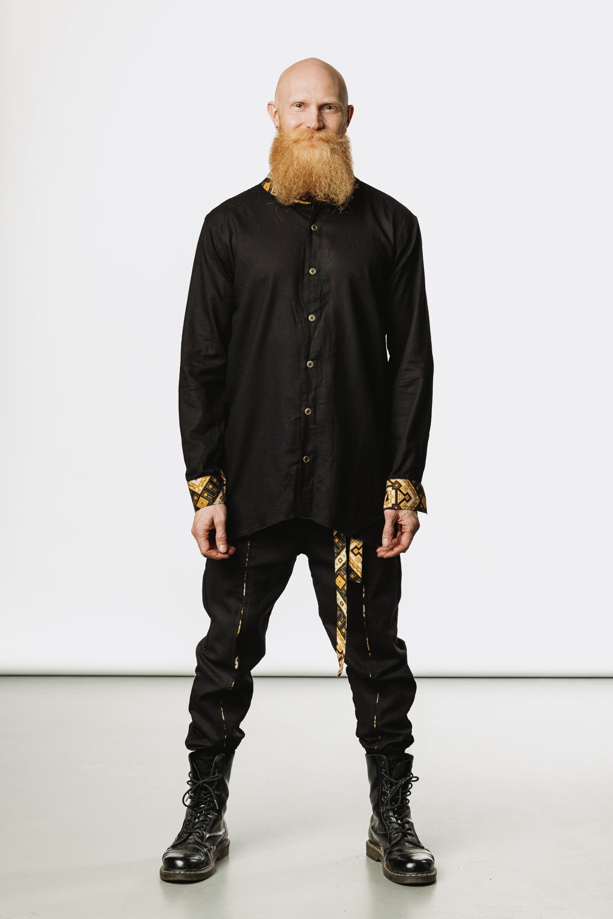 QI PANTS - Oriental Drop Crotch Linen Pants