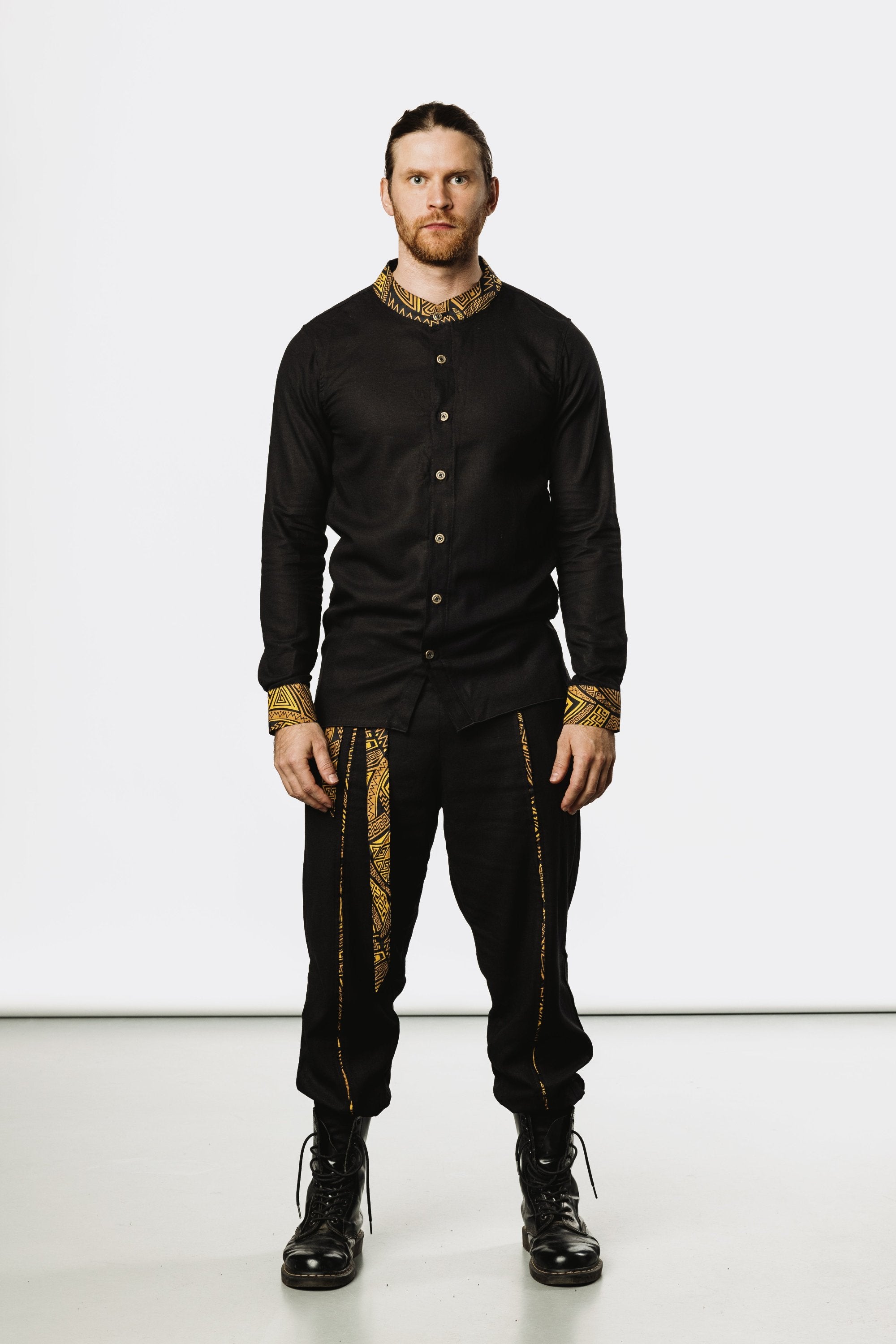 VALO Design Clothing Shirts QI SHIRT - A classic slim fit button up shirt with bali batik details and asymmetric cut