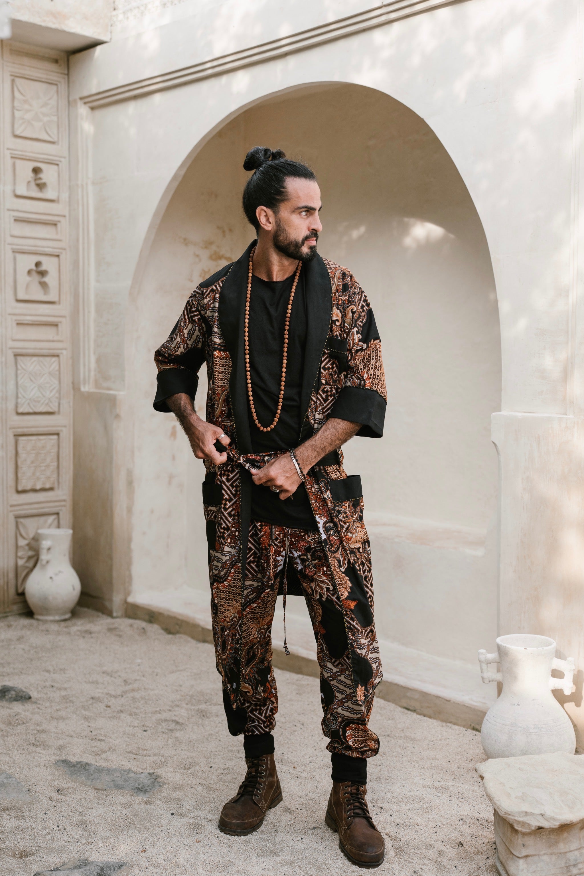 POMO Jacket Black Batik - Elegant Chic Kimono Jacket