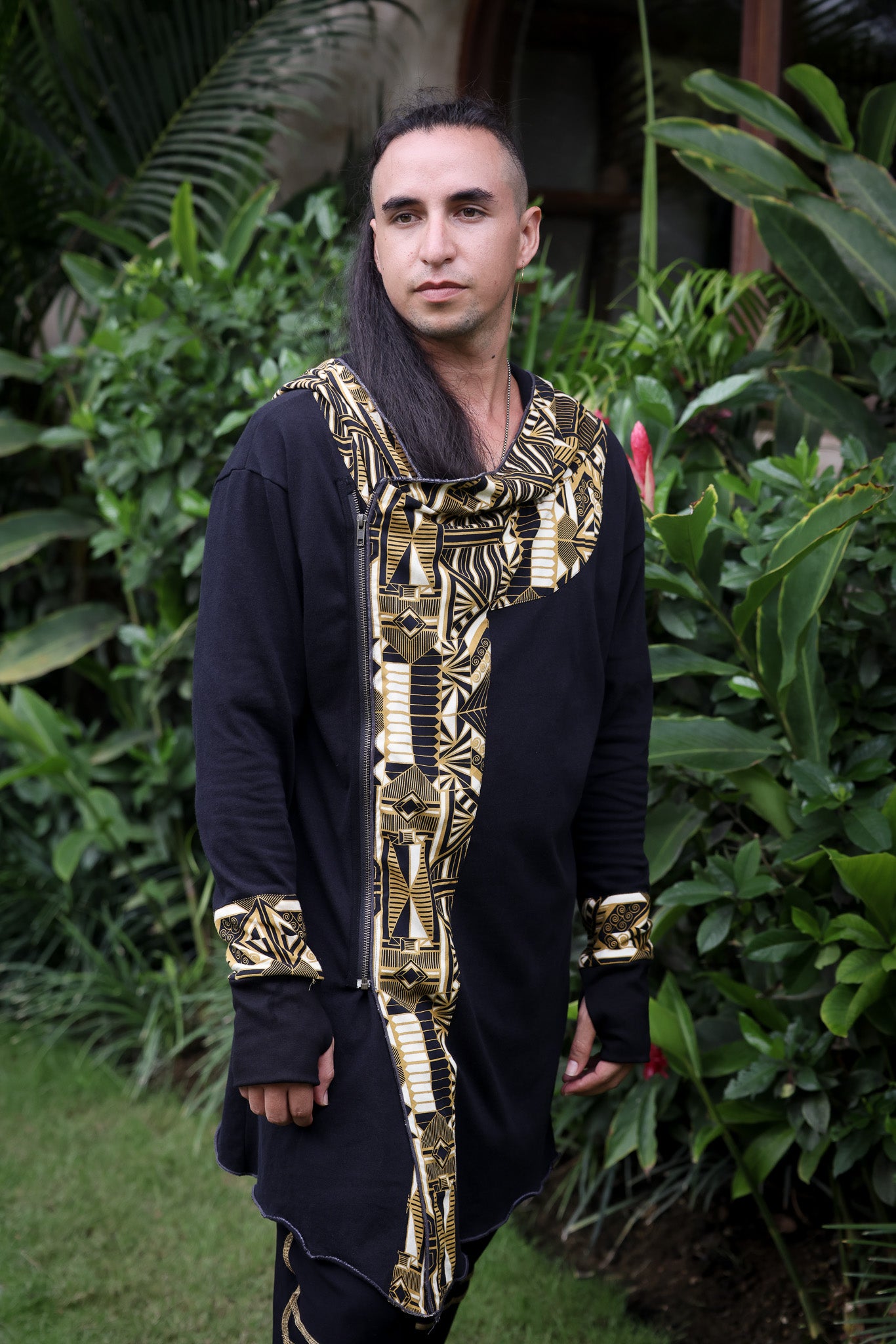 VALO Design Hoodies JEDI - A truly flamboyant Jedi style hooded vest cape with unique geometric print art