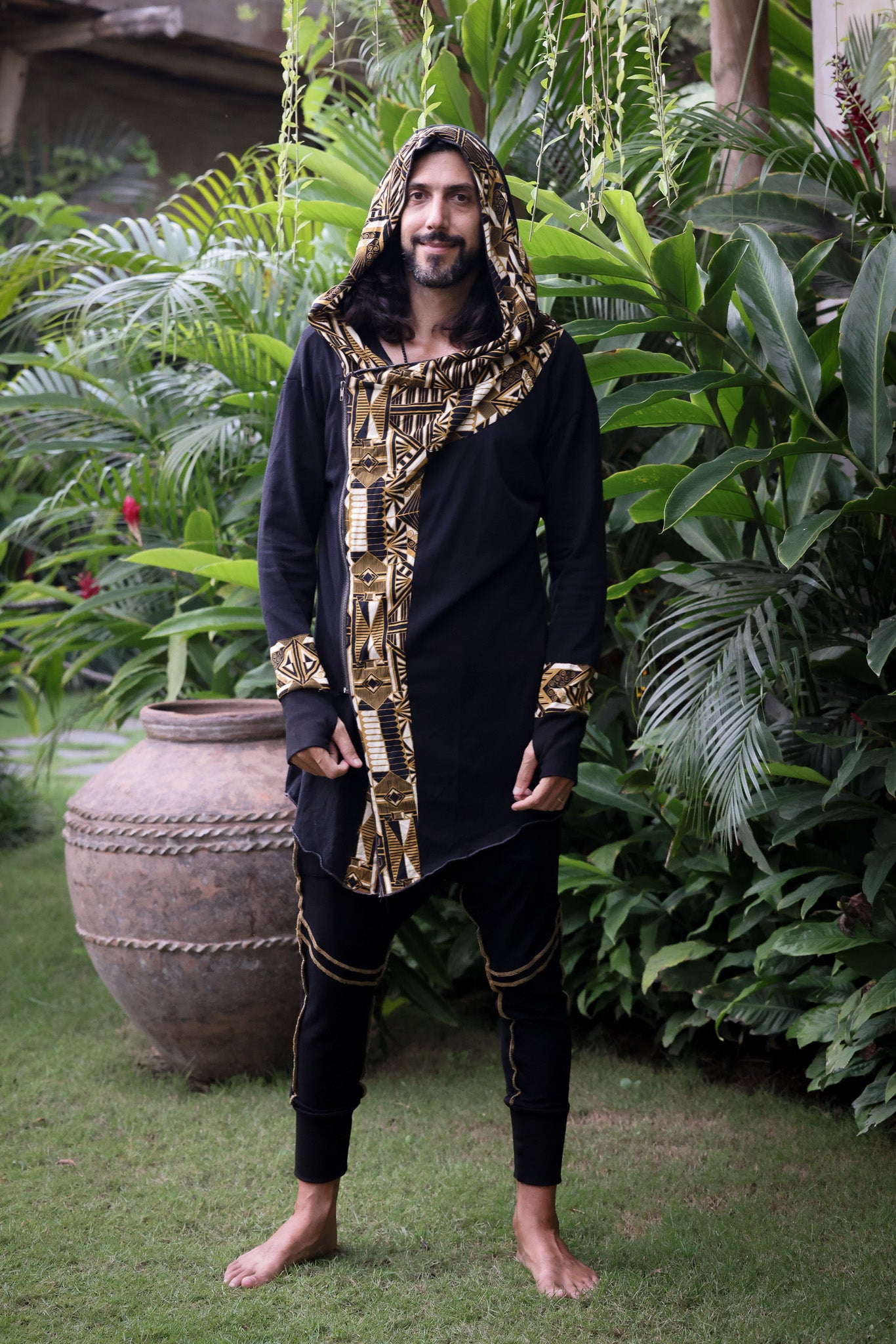 VALO Design Hoodies JEDI - A truly flamboyant Jedi style hooded vest cape with unique geometric print art