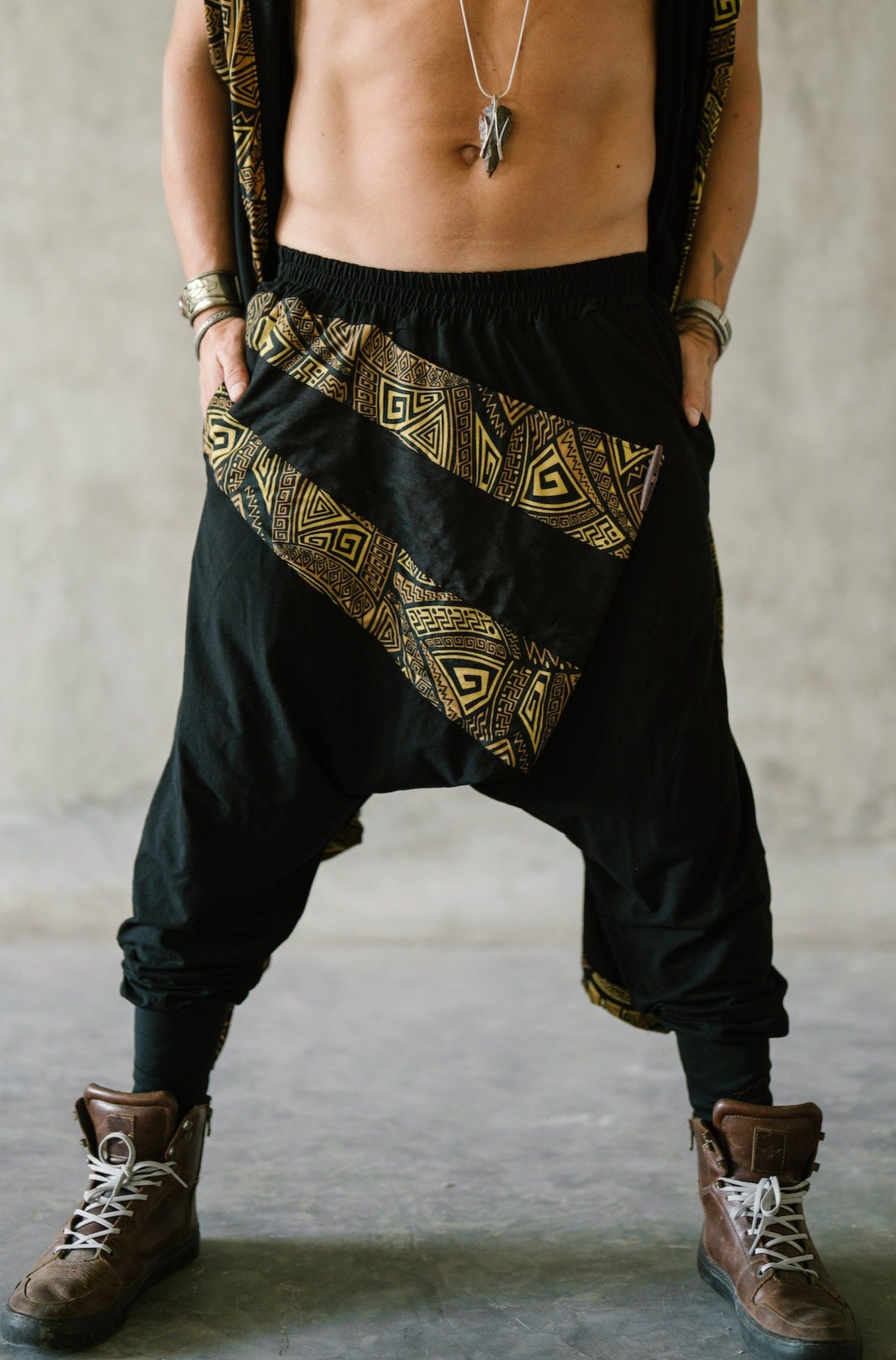 VALO Design Pants NINJA WARRIOR Bamboo - Stylish harem cut drop crotch trousers made with Bamboo Stretch