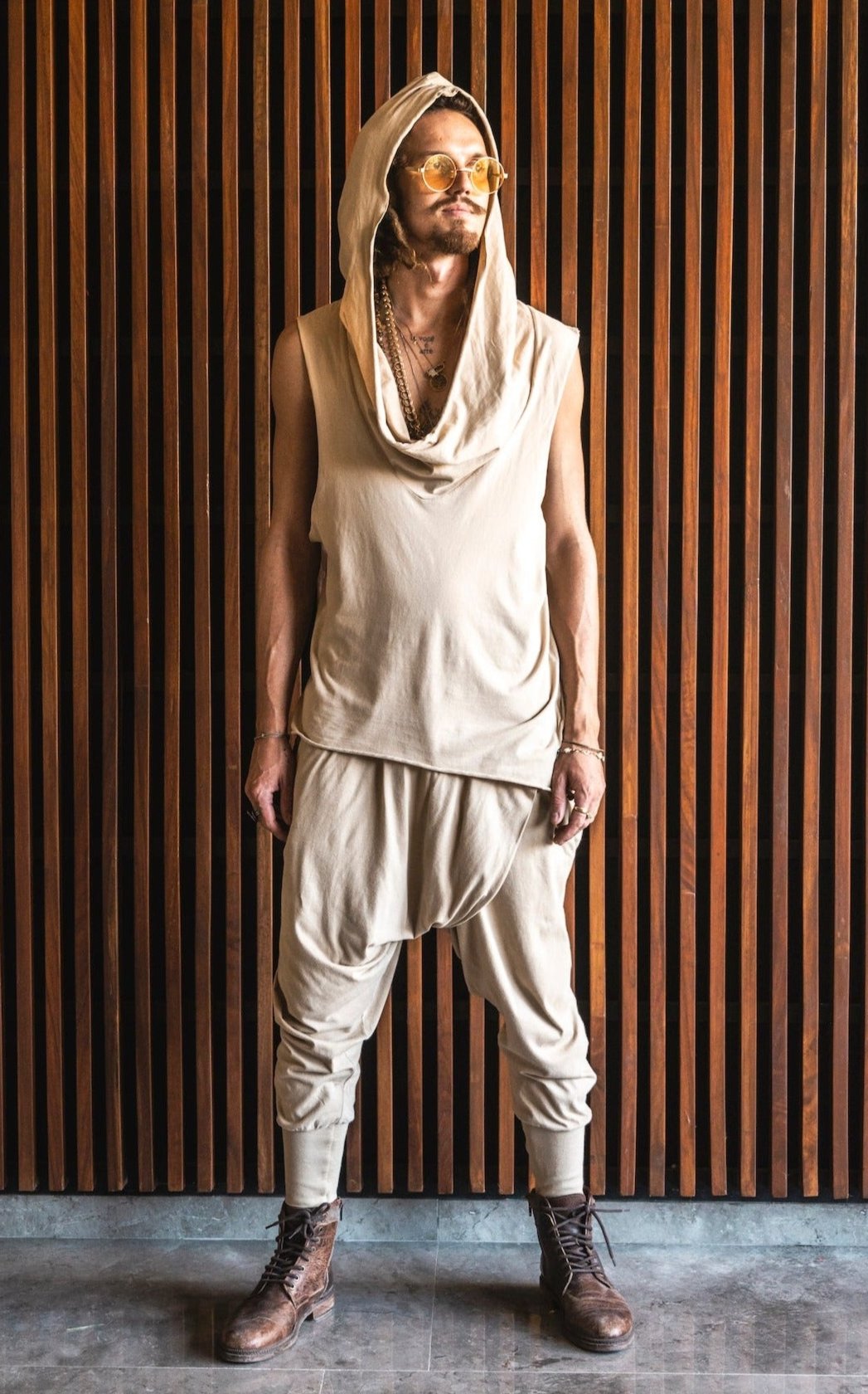 VALO Design Hoodies NOMAD – Light and breathable cowl neck ninja-assassin-style sleeveless hooded tee, crafted from organic cotton