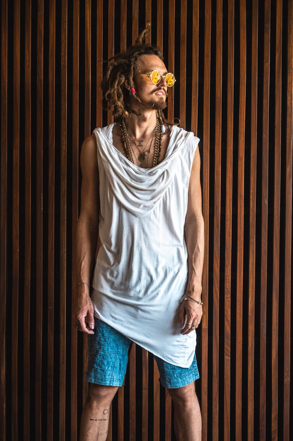 VALO Design Hoodies NOMAD Bamboo - Light and breathable cowl neck Ninja assassin style sleeveless hooded tee, made from eco-bamboo stretch