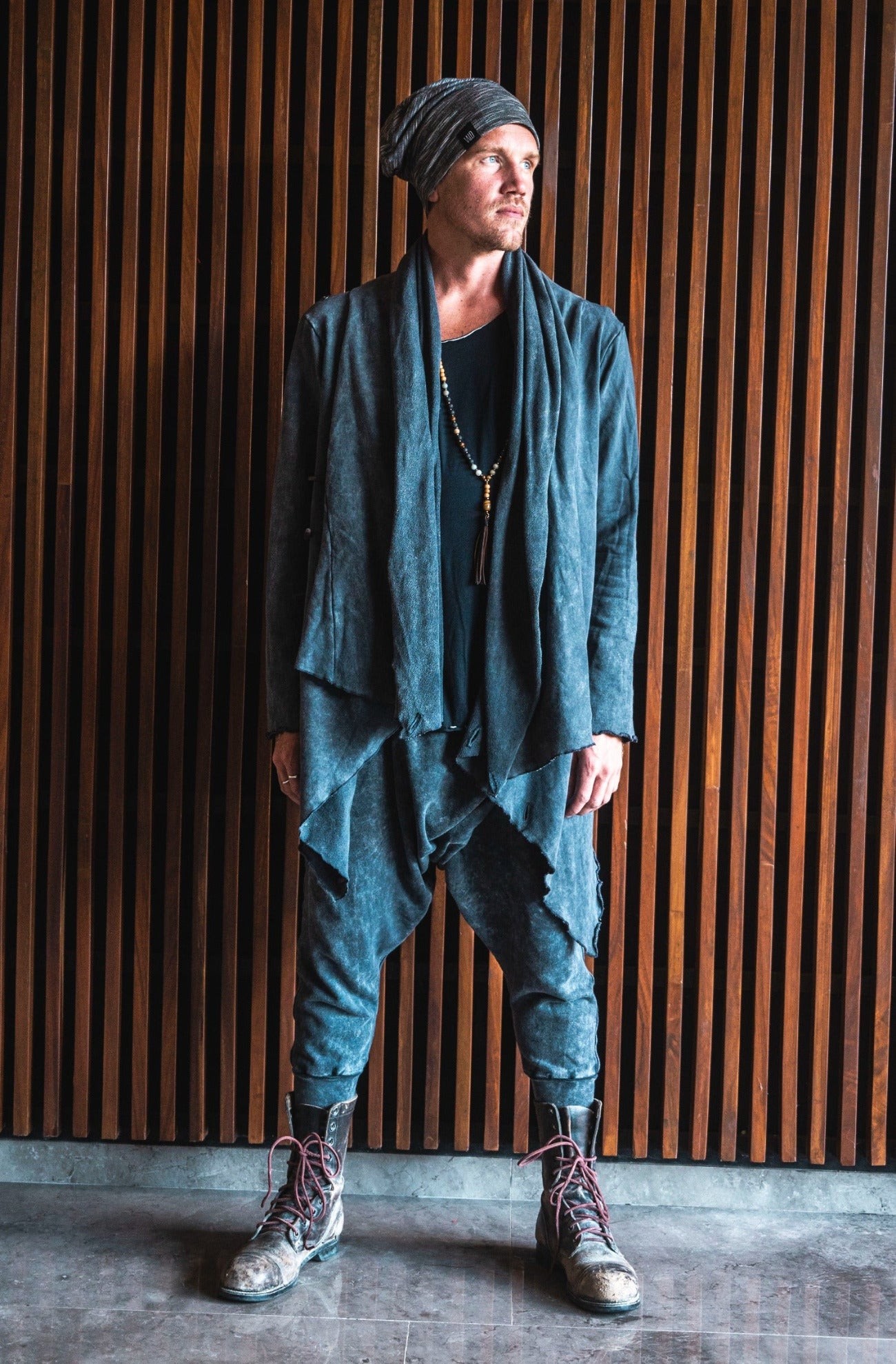 VALO Design Hoodies KENOBI - Jedi style cotton denim hoodie with wooden buttons