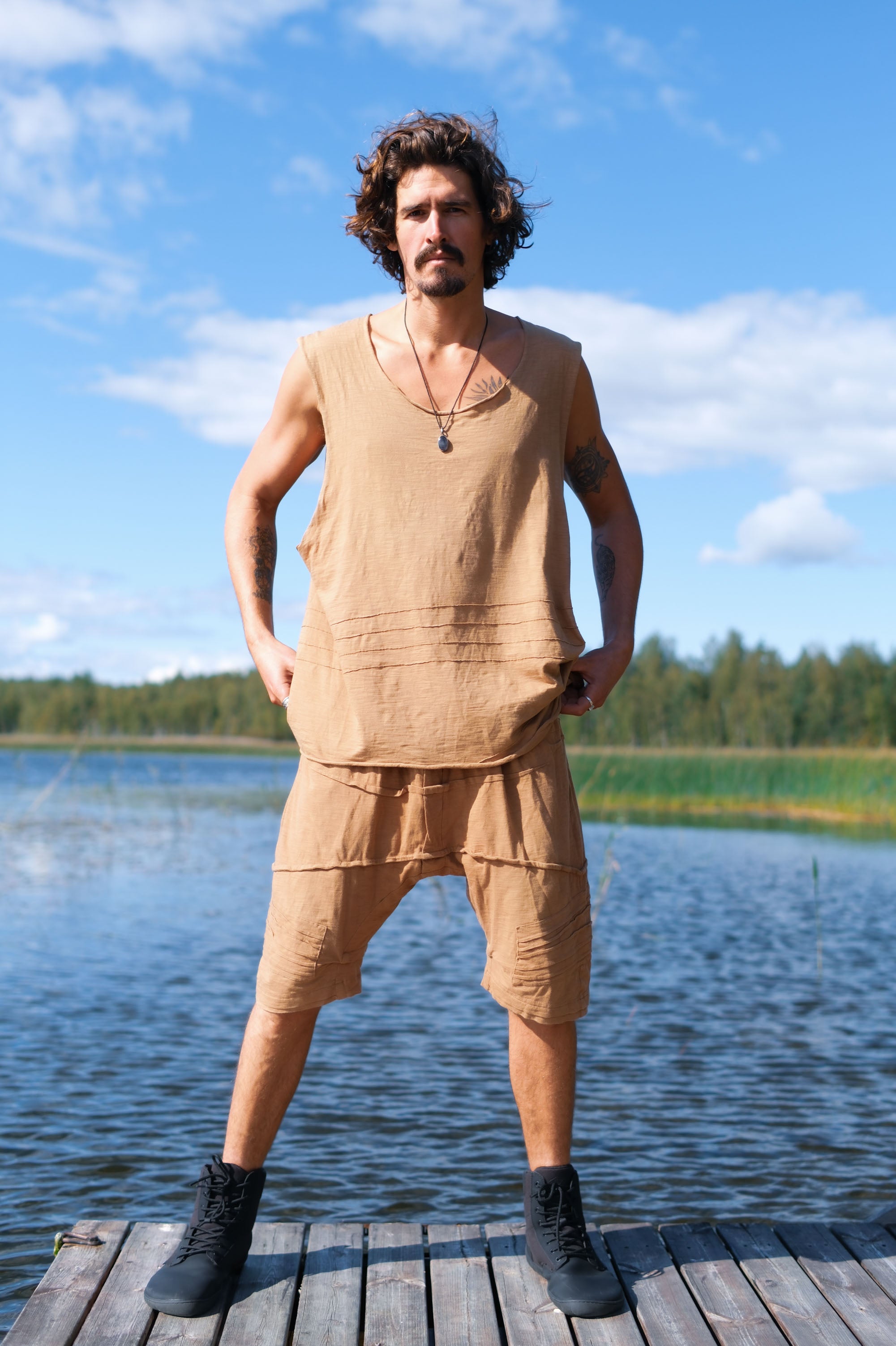 SAHARA Light Shorts - Light Boho Drop Crotch Cotton Shorts