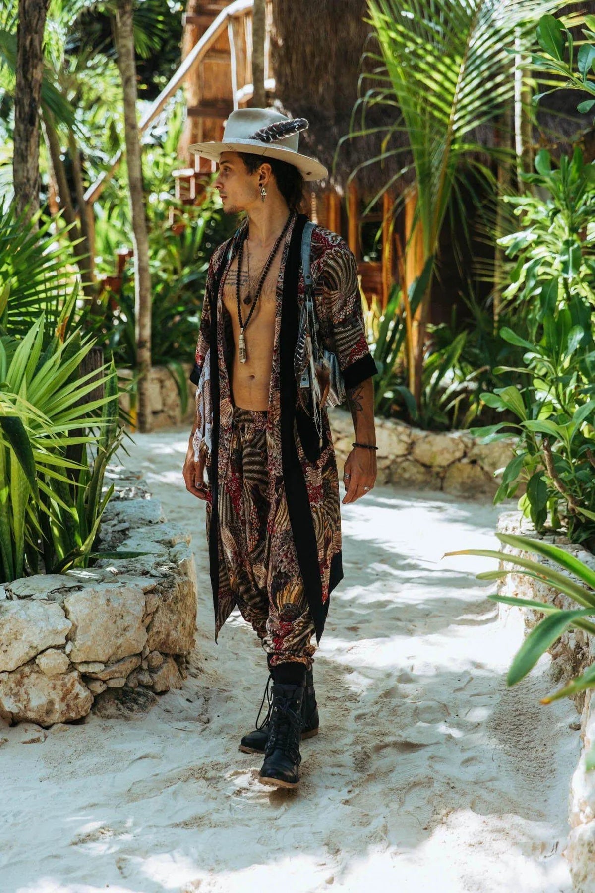 Bali Spirit Outfit - Tribal Feather Pattern