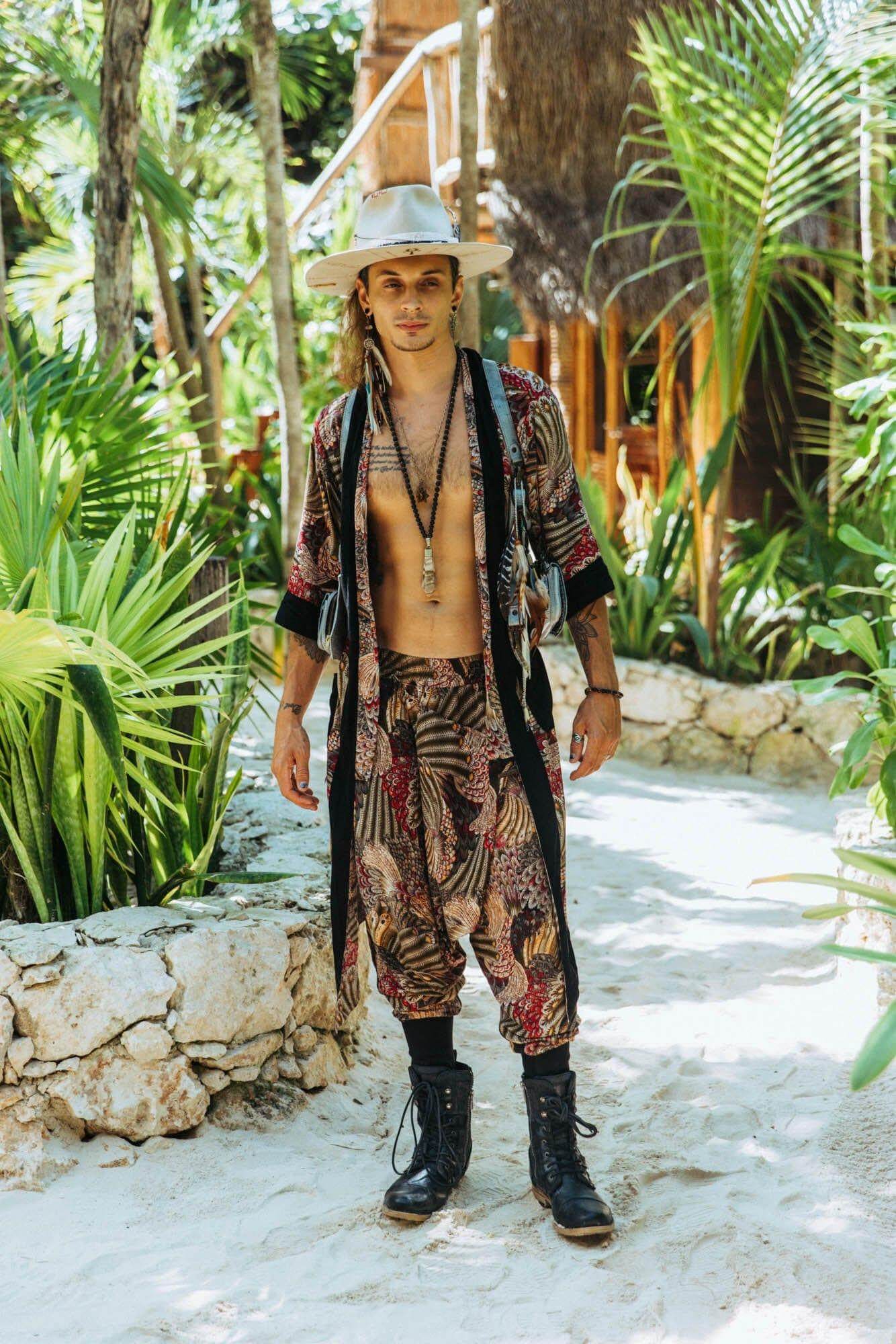 VALO Design Pants BALI SPIRIT NINJA Feather Pattern - Comfortable & stylish print harem pants