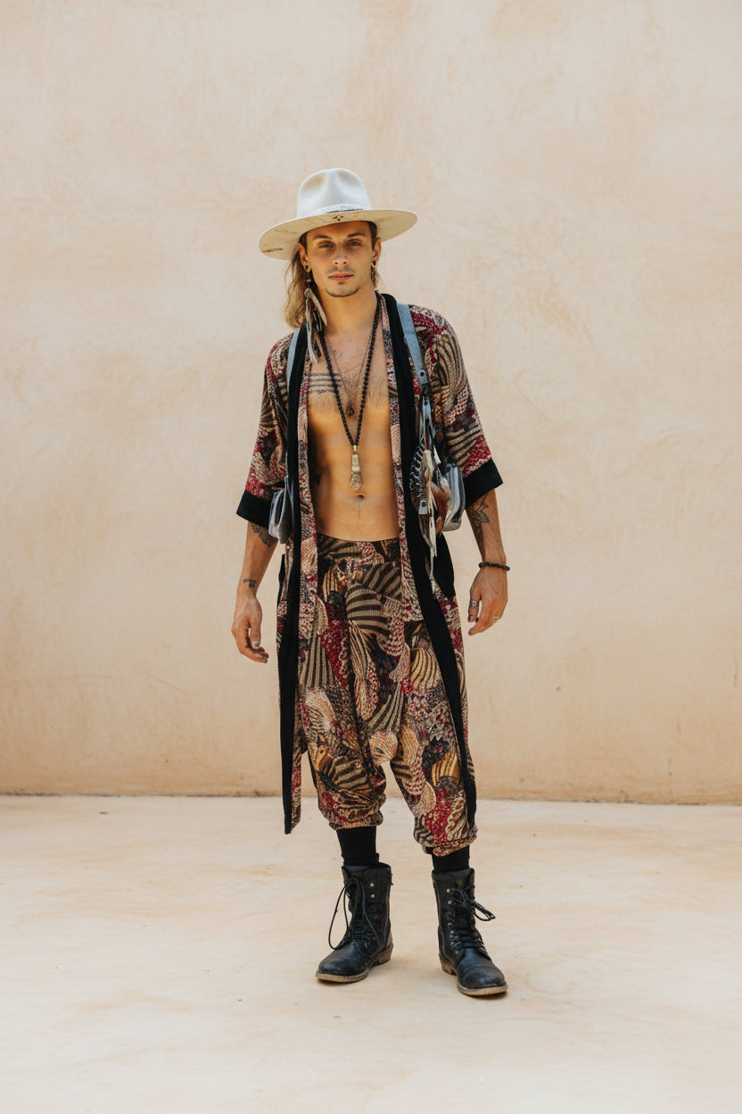 VALO Design Pants BALI SPIRIT NINJA Feather Pattern - Comfortable & stylish print harem pants