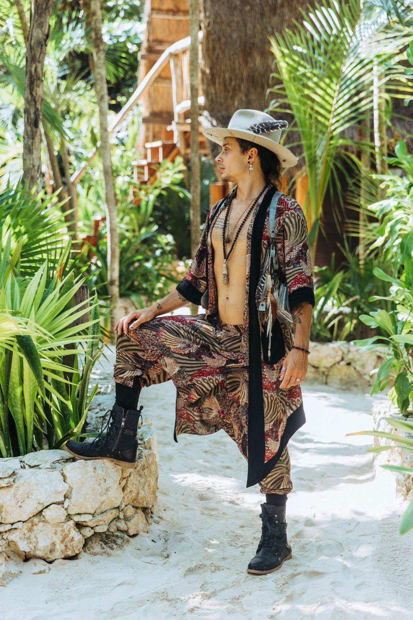 VALO Design Pants BALI SPIRIT NINJA Feather Pattern - Comfortable & stylish print harem pants