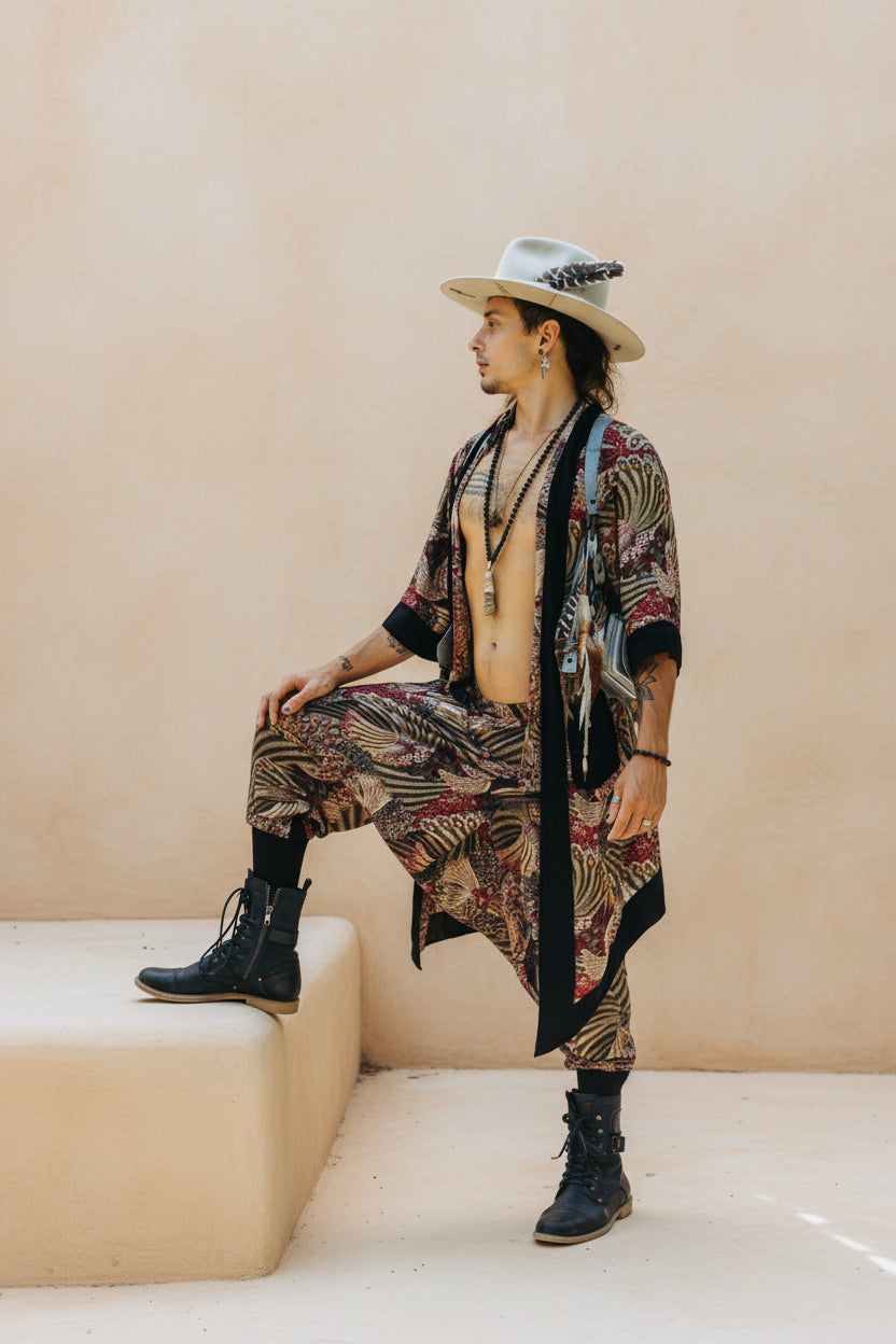 VALO Design Pants BALI SPIRIT NINJA Feather Pattern - Comfortable & stylish print harem pants