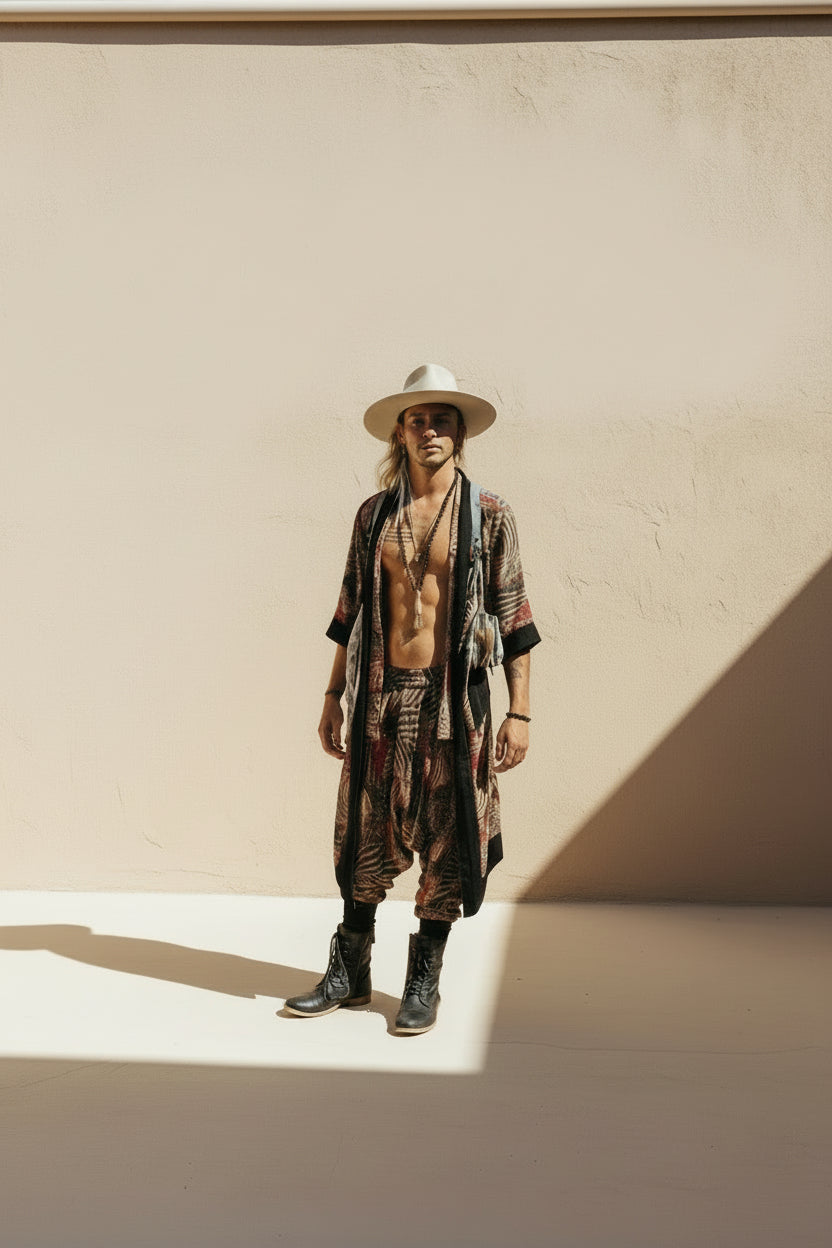 VALO Design Pants BALI SPIRIT NINJA Feather Pattern - Comfortable & stylish print harem pants