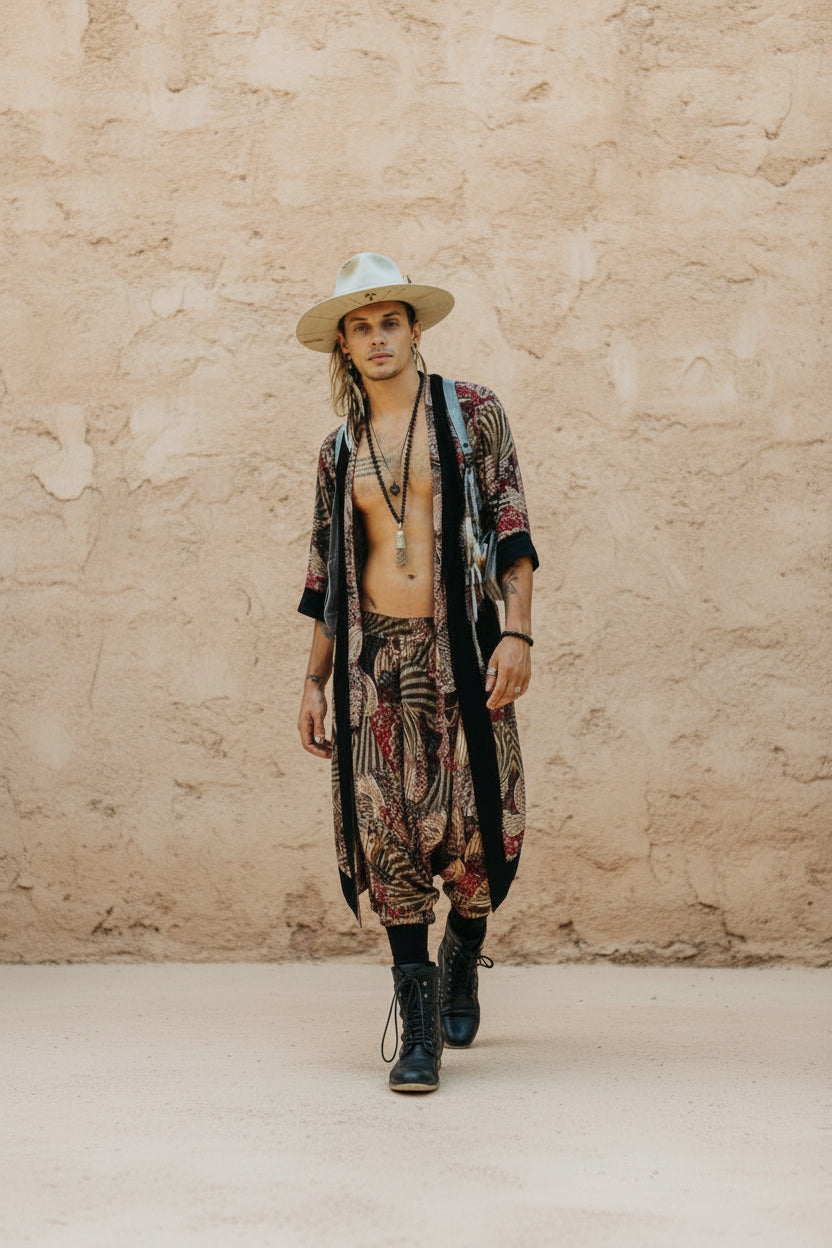 VALO Design Pants BALI SPIRIT NINJA Feather Pattern - Comfortable & stylish print harem pants