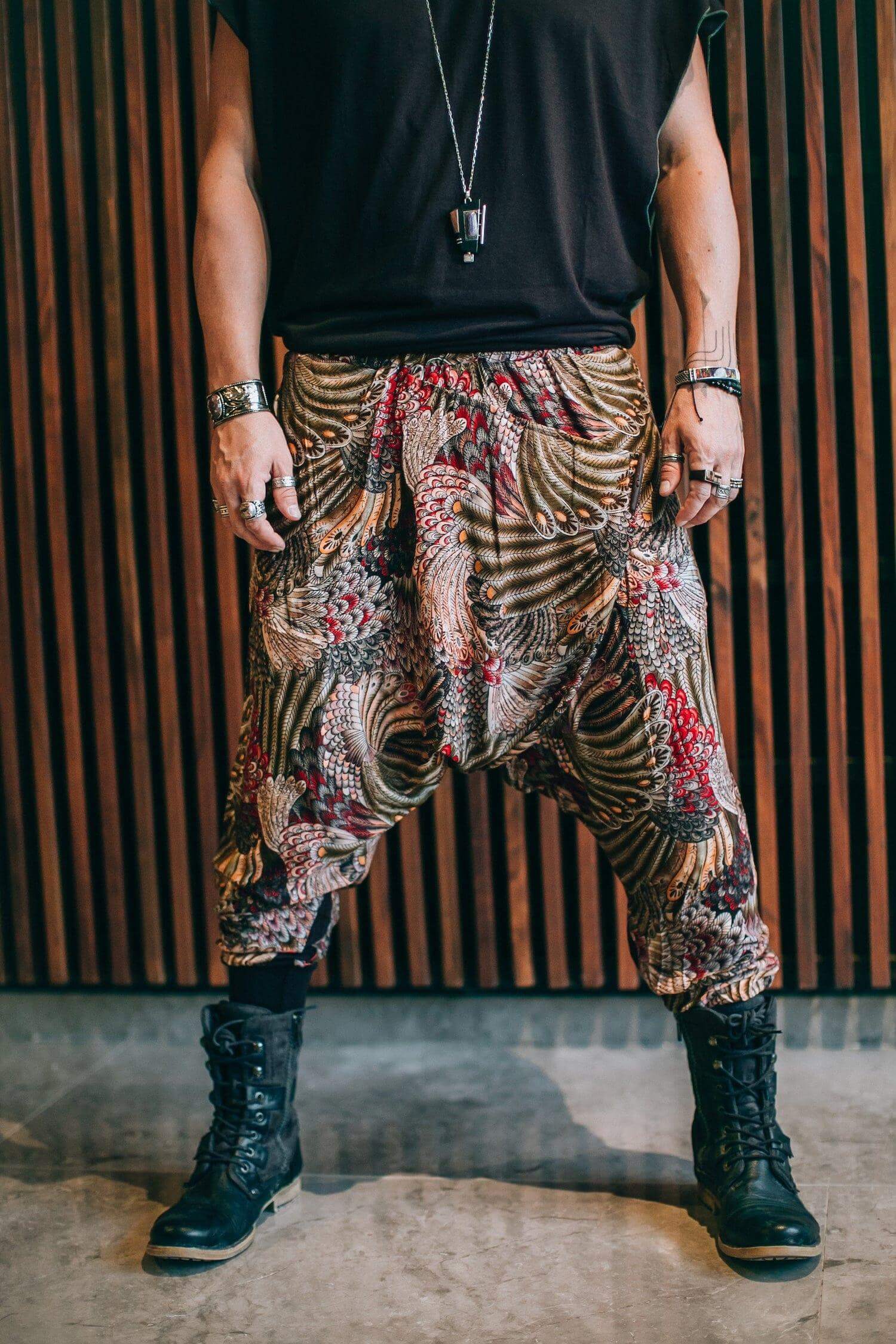 VALO Design Pants BALI SPIRIT NINJA Feather Pattern - Comfortable & stylish print harem pants