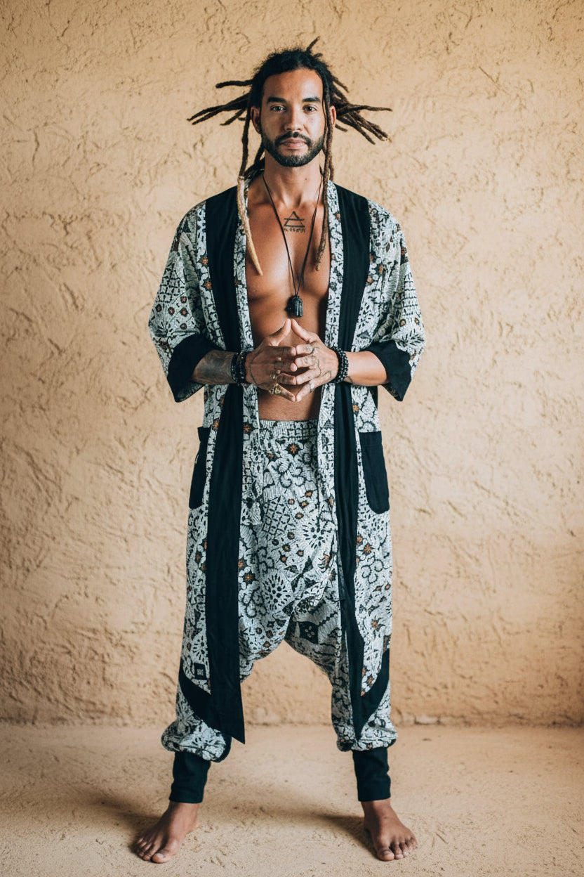 VALO Design BALI SPIRIT NINJA White Batik - Comfortable & stylish cotton print harem pants