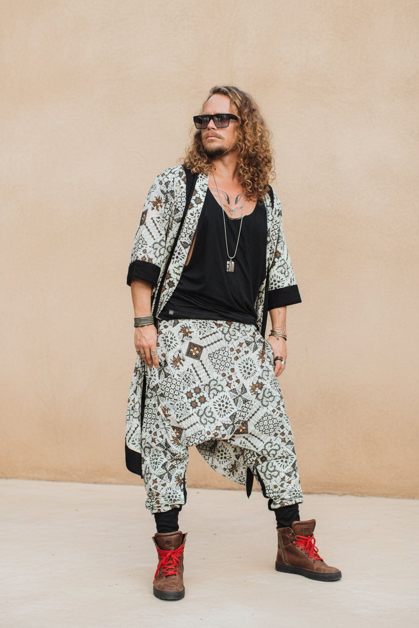 VALO Design BALI SPIRIT NINJA White Batik - Comfortable & stylish cotton print harem pants