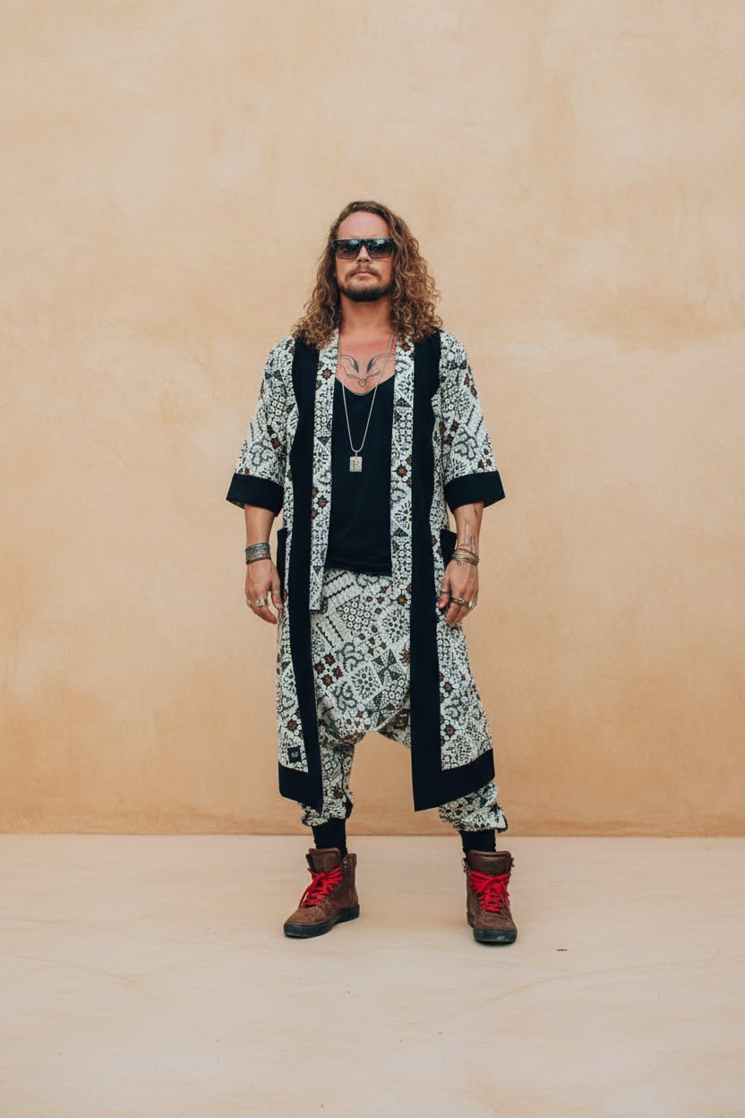 VALO Design BALI SPIRIT NINJA White Batik - Comfortable & stylish cotton print harem pants