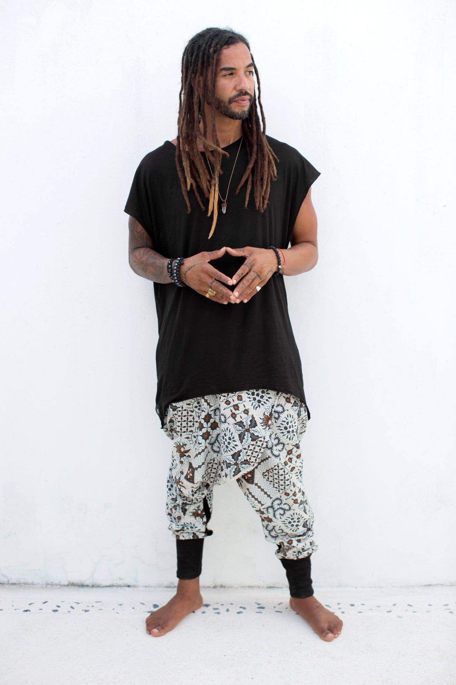 VALO Design BALI SPIRIT NINJA White Batik - Comfortable & stylish cotton print harem pants