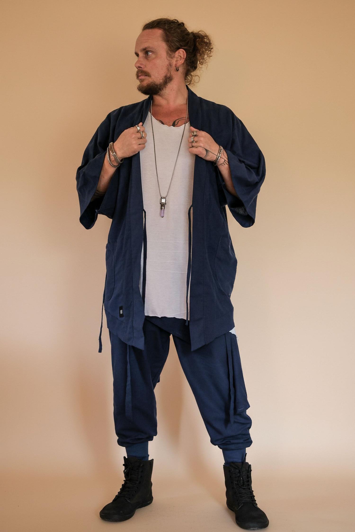 BUSHI Kimono - Japanese Inspired Linen Haori Robe Vest