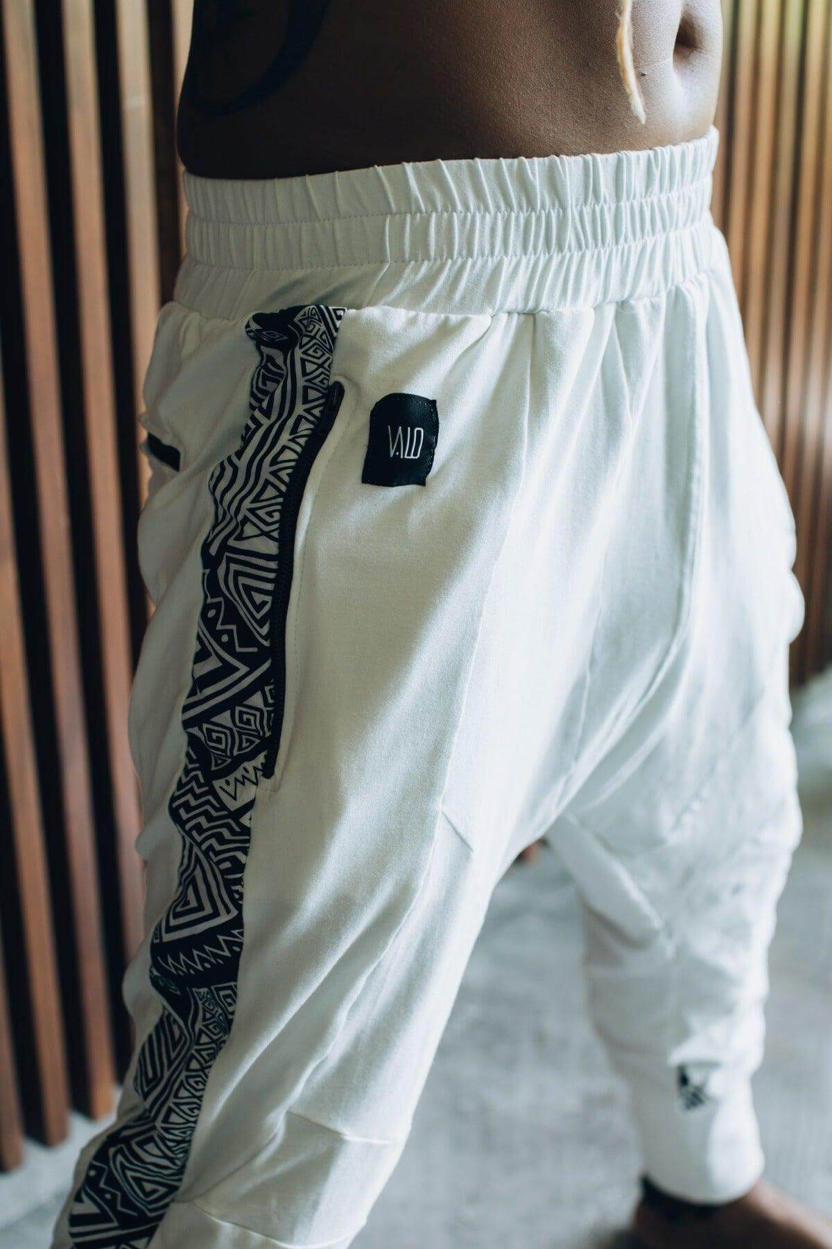 CAPO Pants - Bamboo stretch drop crotch joggers with tribal details - VALO Design Clothing