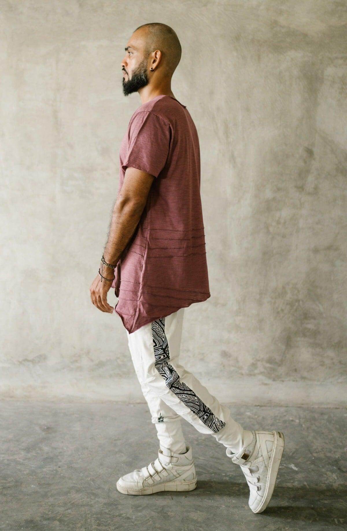 CAPO Pants - Bamboo stretch drop crotch joggers with tribal details - VALO Design Clothing