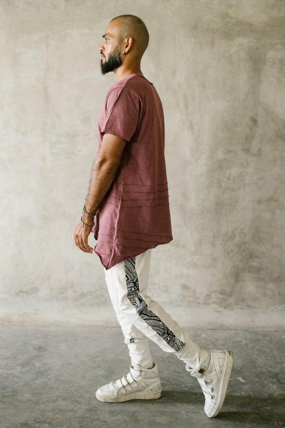 CAPO Pants - Bamboo stretch drop crotch joggers with tribal details - VALO Design Clothing