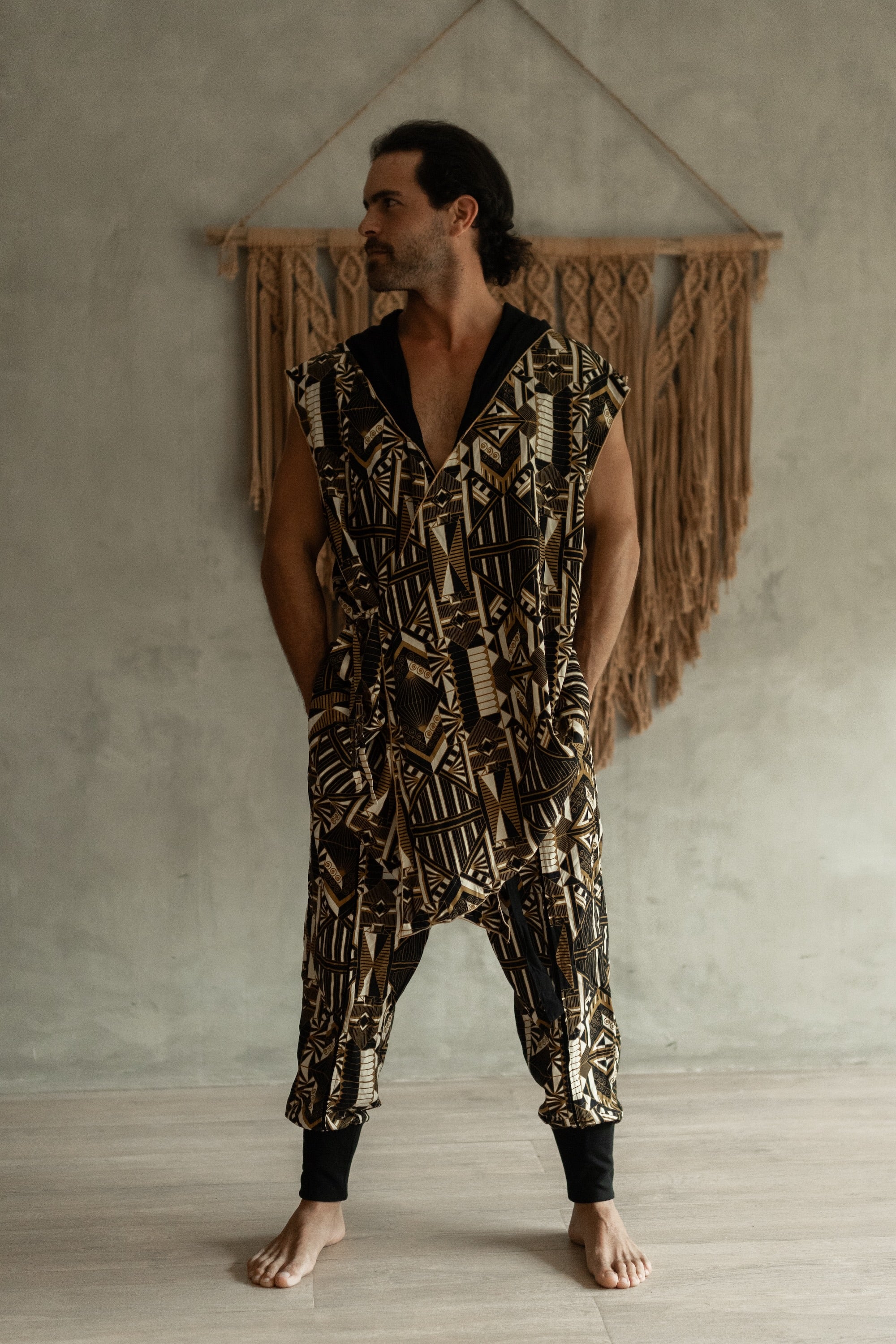 QI PANTS Prism - Oriental Print Art Tencel Pants