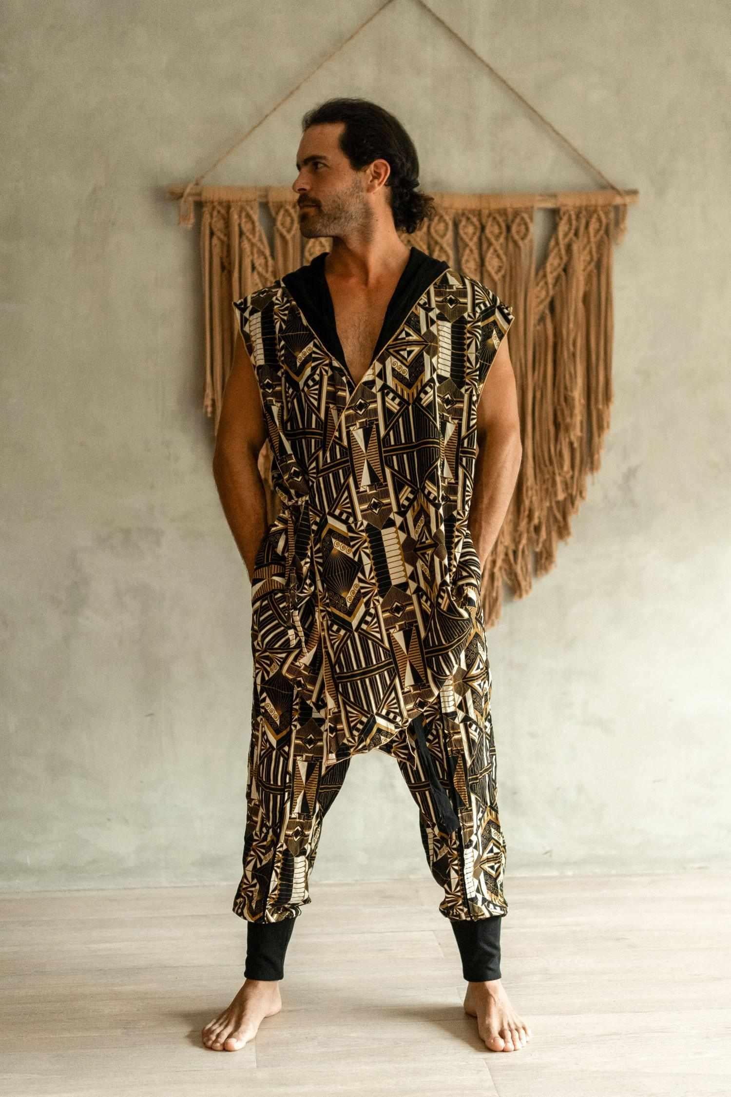 VALO Design Kimono Hanzo - Japanese style double-layered hooded sleeveless kimono top made of 100% Tencel