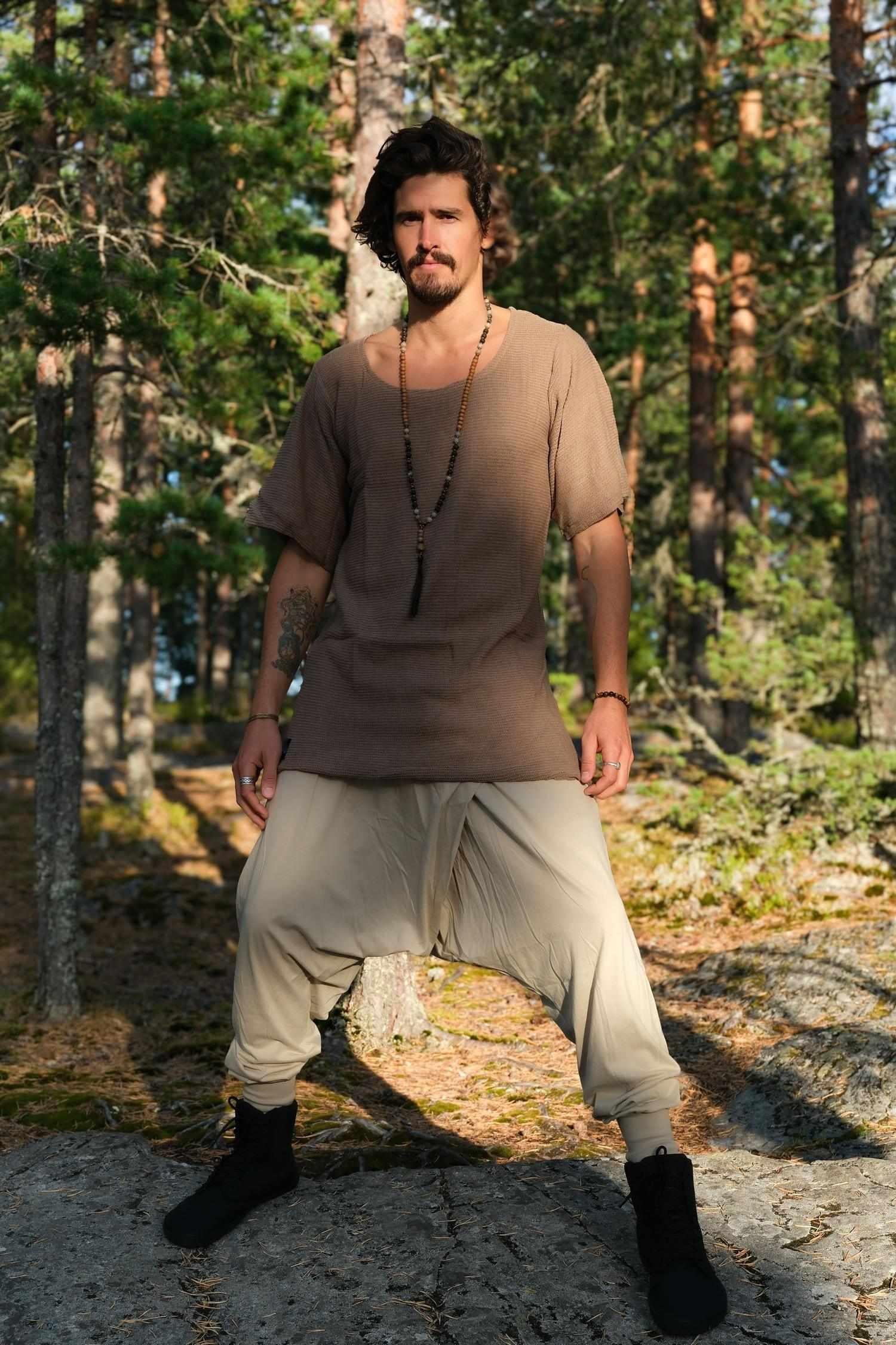 HIHA TEE KNIT - Asymmetric Mid Long Sleeve Round Neck Cotton Shirt-Shirts-VALO Design Clothing