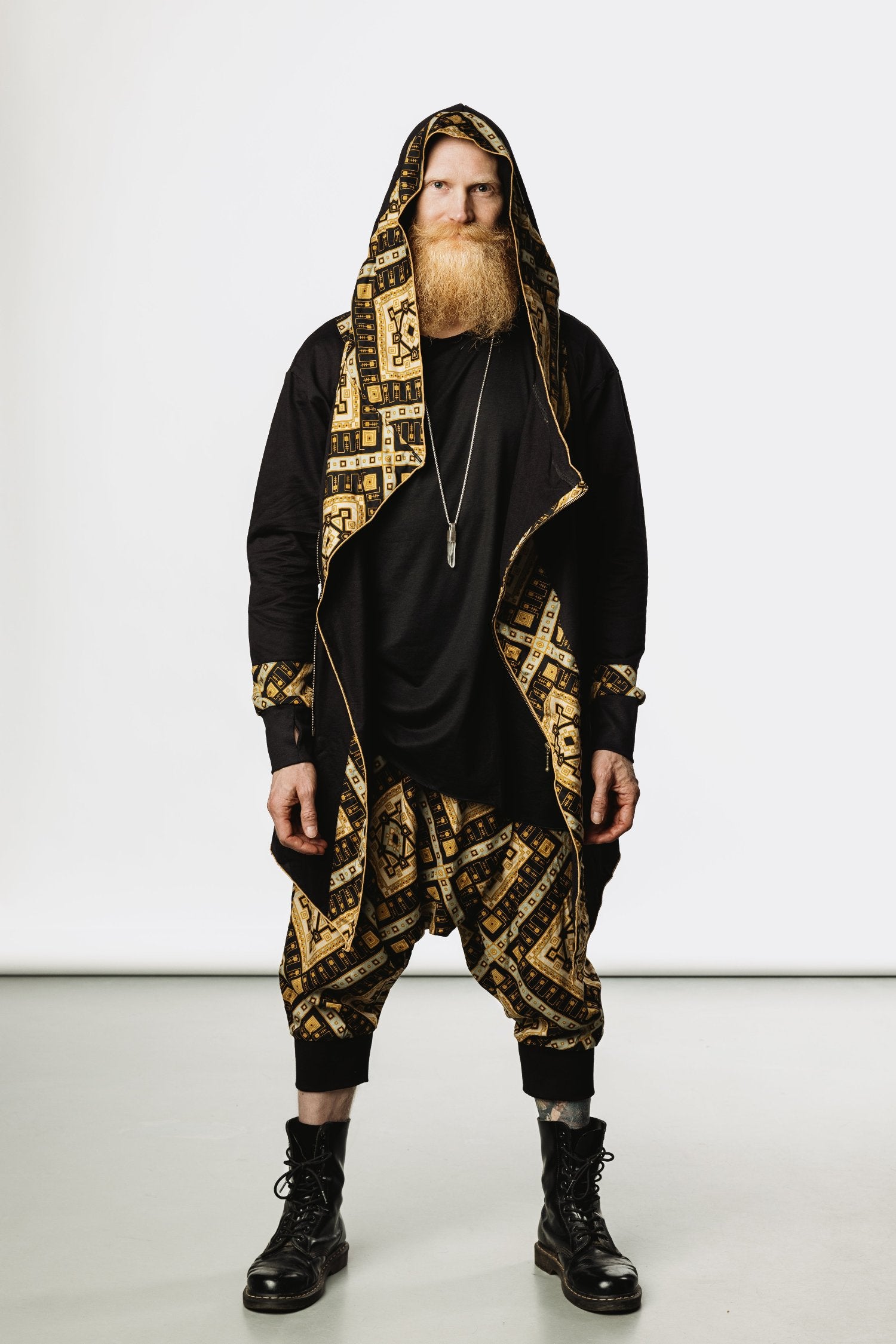 VALO Design Hoodies JEDI - A truly flamboyant Jedi style hooded vest cape with unique geometric print art