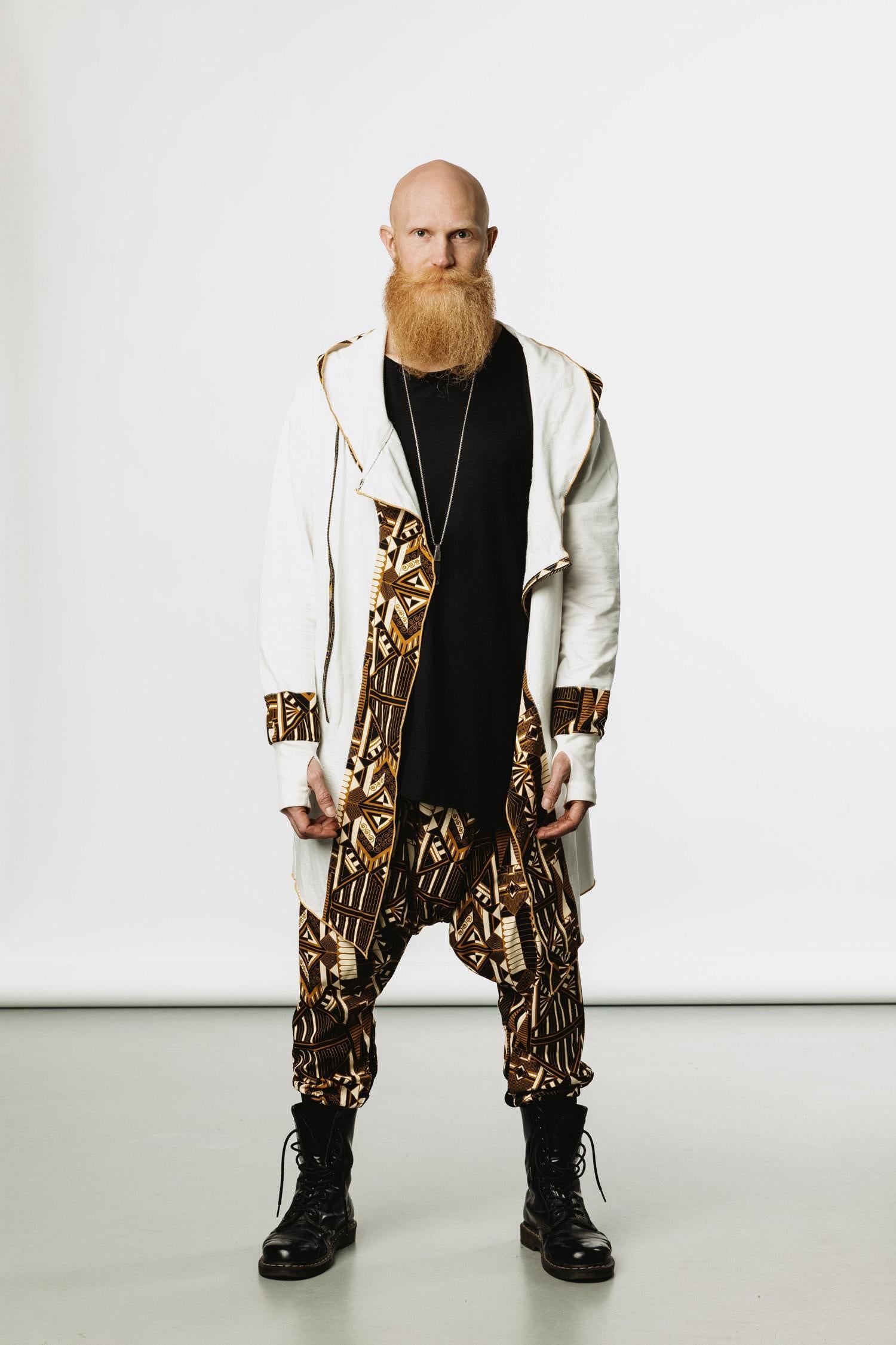 VALO Design Hoodies JEDI - A truly flamboyant Jedi style hooded vest cape with unique geometric print art