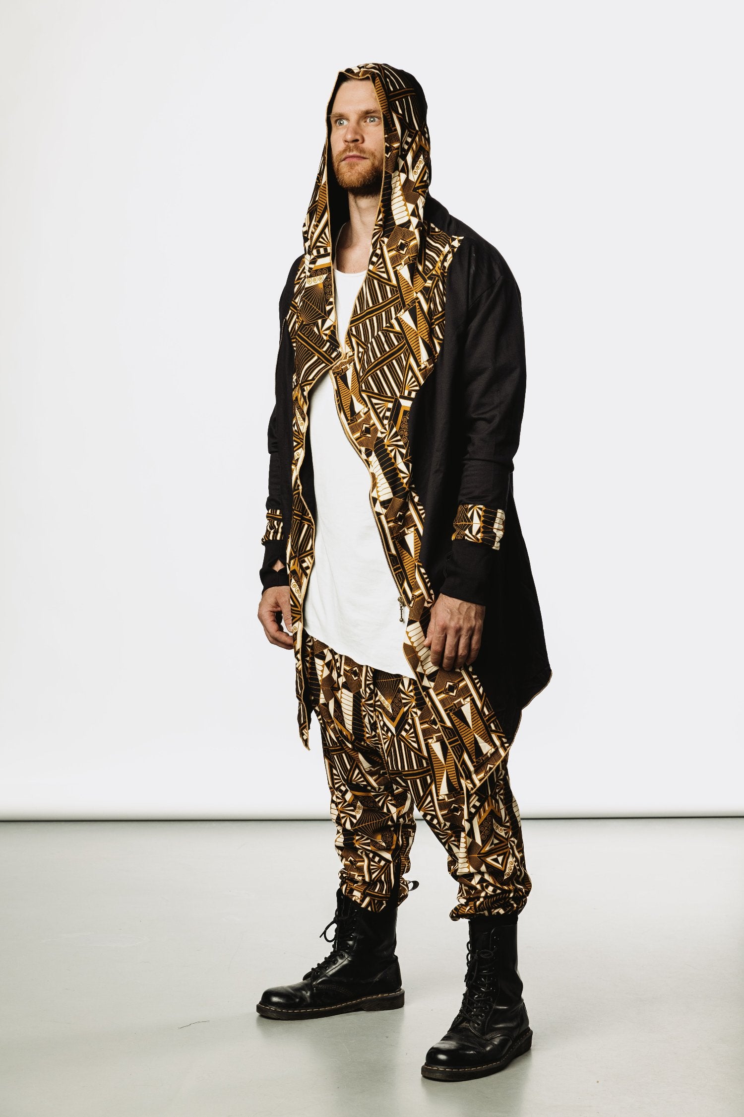 VALO Design Hoodies JEDI - A truly flamboyant Jedi style hooded vest cape with unique geometric print art