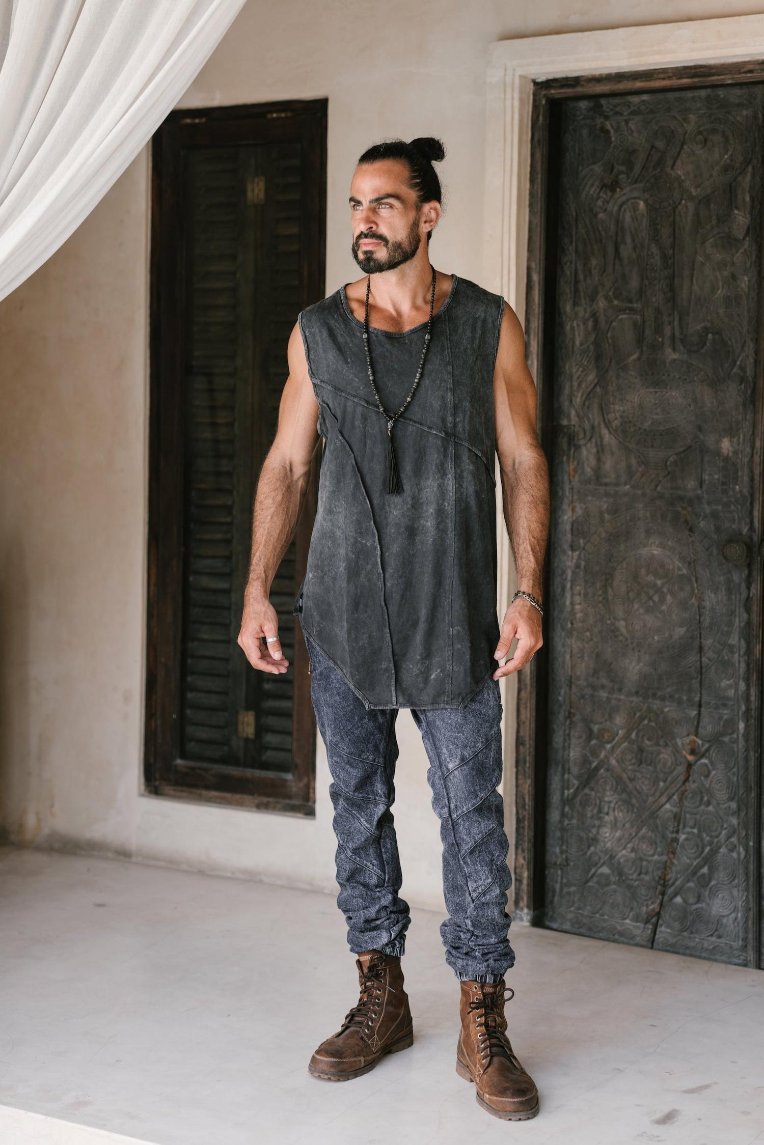 KELO TANK - Asymmetric Sleeveless Stonewashed Cotton Vest