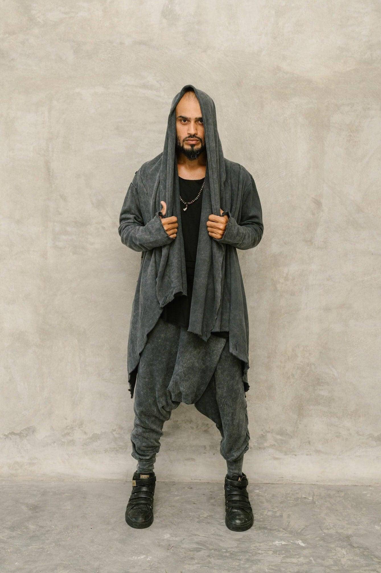 VALO Design Hoodies KENOBI - Jedi style cotton denim hoodie with wooden buttons