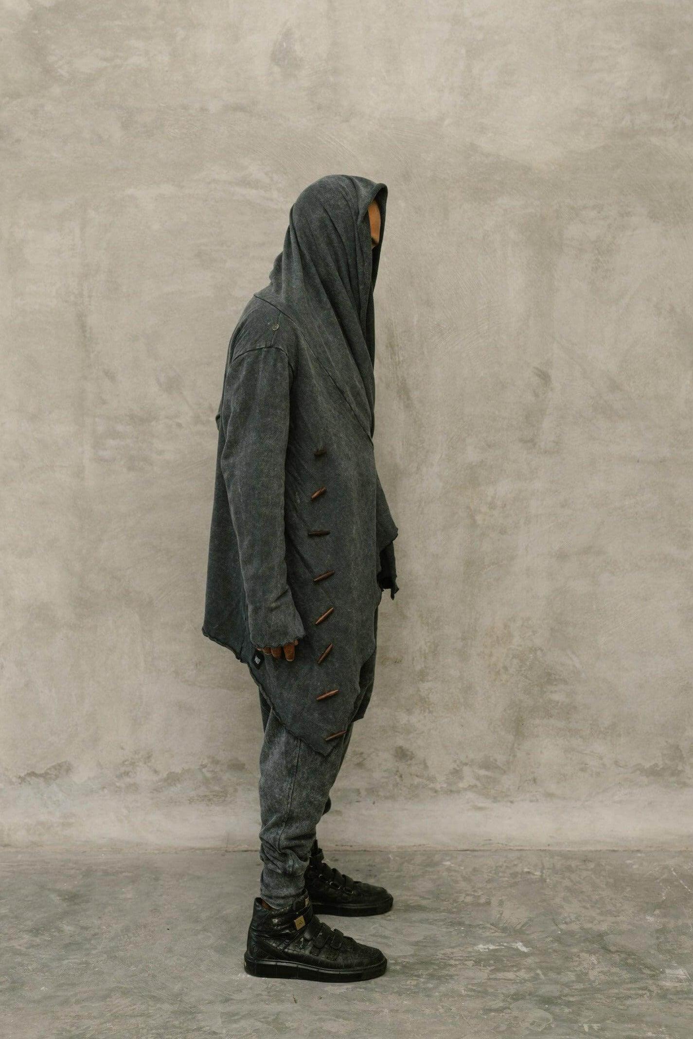 VALO Design Hoodies KENOBI - Jedi style cotton denim hoodie with wooden buttons