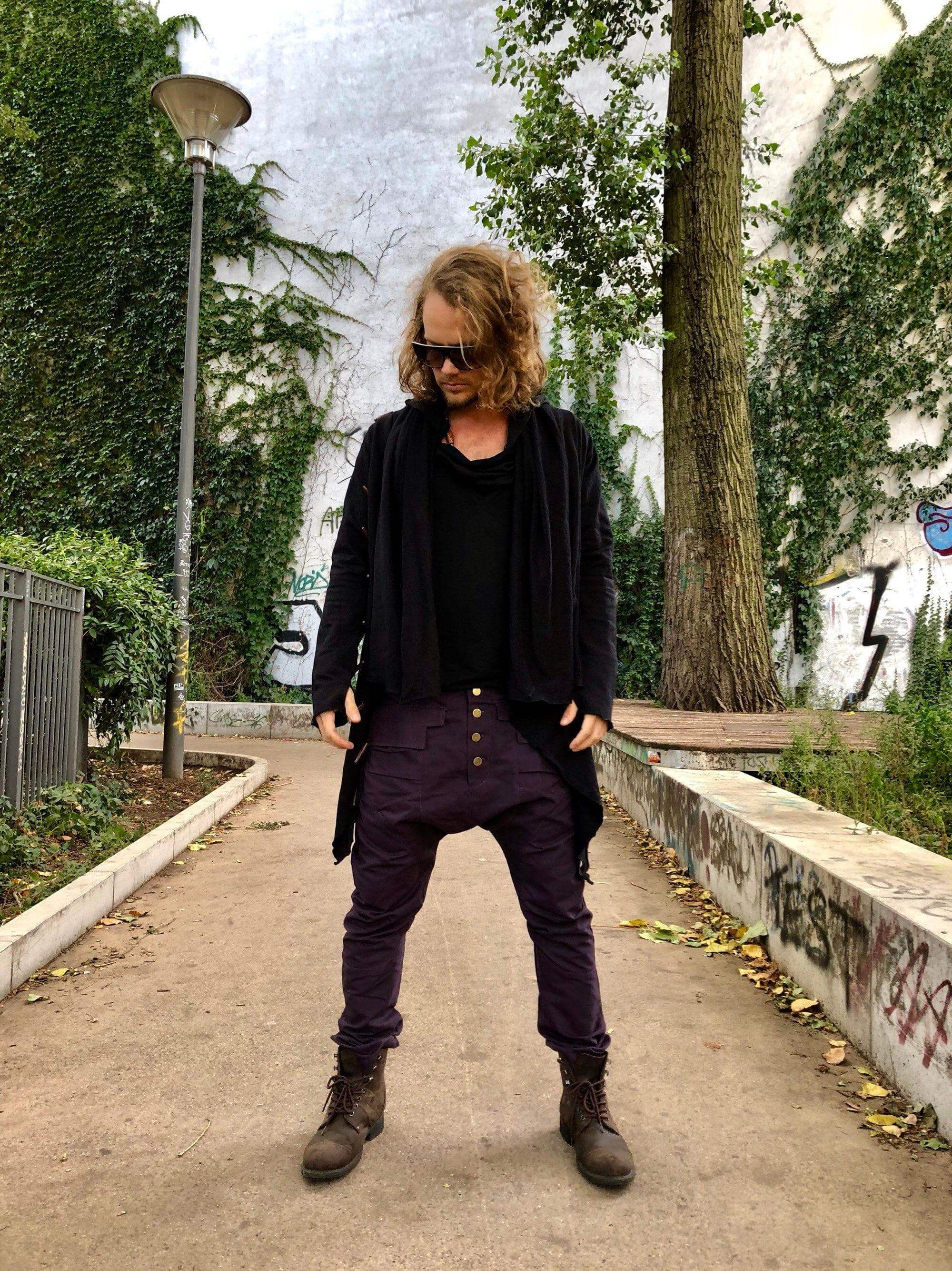 VALO Design Hoodies KENOBI Obsidian Black - Jedi style cotton denim hoodie with wooden buttons