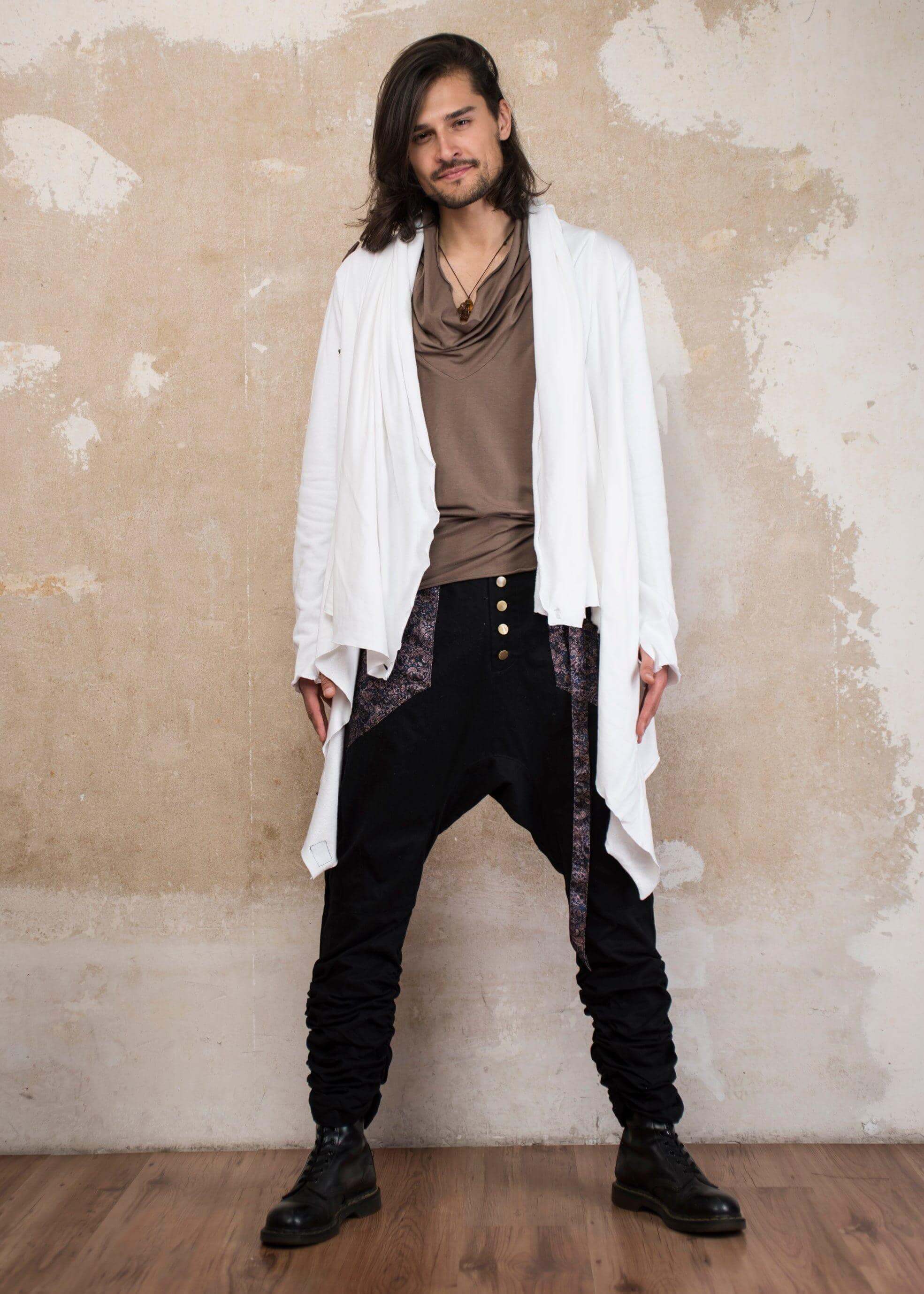 VALO Design Hoodies KENOBI White - Jedi style cotton hoodie with wooden buttons