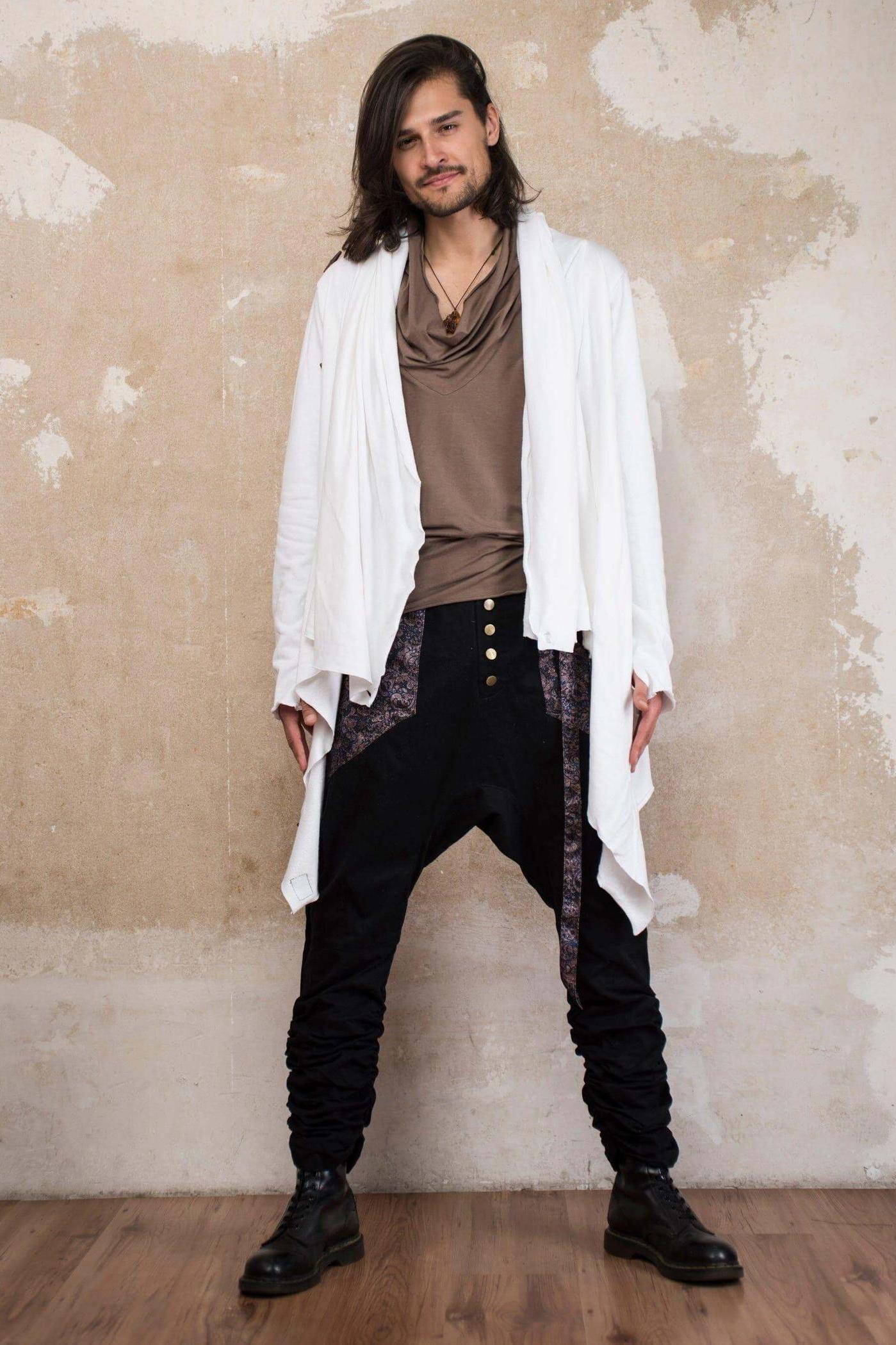 VALO Design Hoodies KENOBI White - Jedi style cotton hoodie with wooden buttons