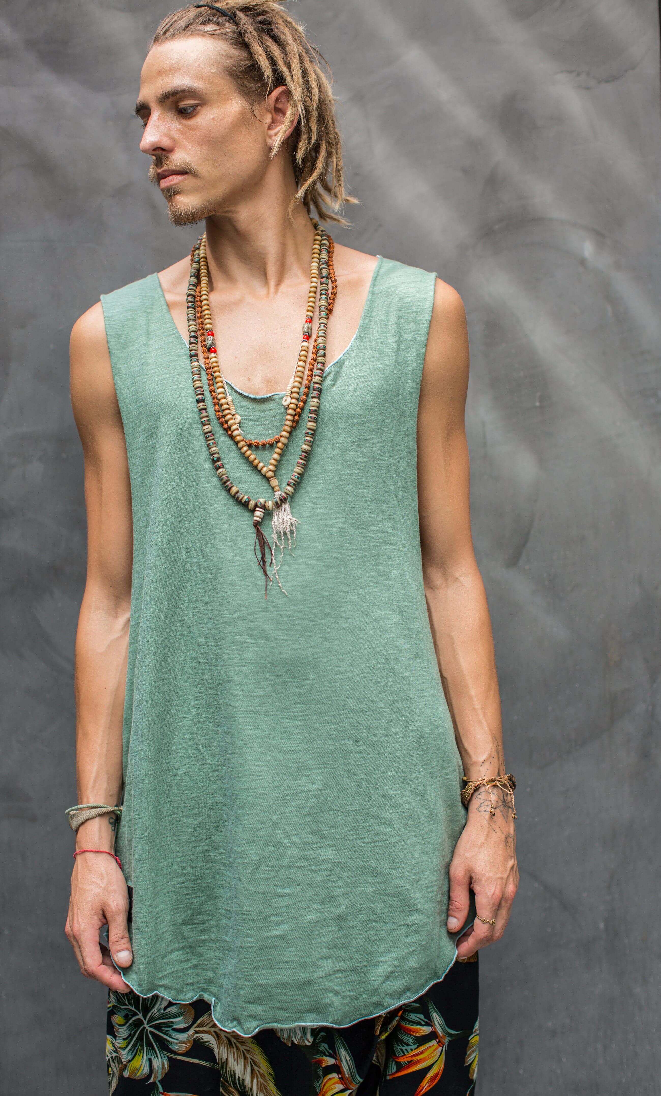 VALO Design Clothing Shirts Matcha Green S/M KESÄ - light sleeveless asymmetric cotton tencel vest tank top