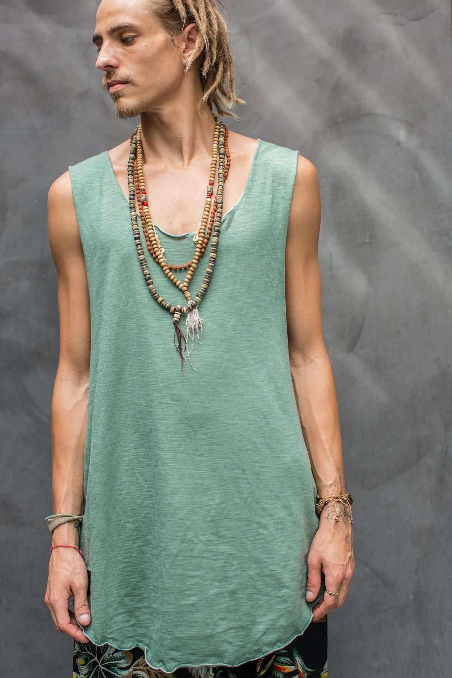 VALO Design Clothing Shirts Matcha Green S/M KESÄ - light sleeveless asymmetric cotton tencel vest tank top