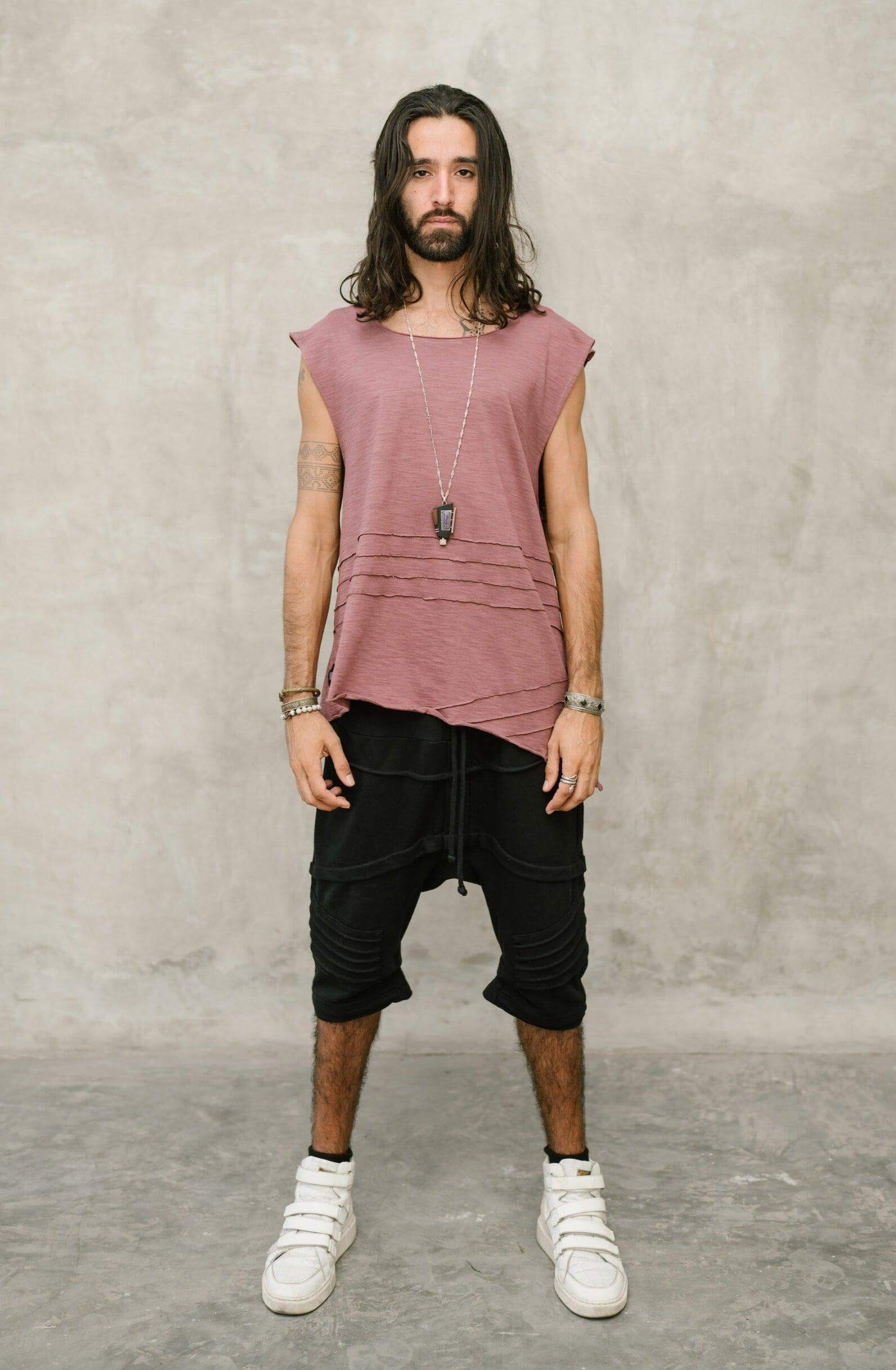 KIVI VEST - A loose fit sleeveless tank top shirt with asymmetric cut and stitch work details - VALO Design Clothing 