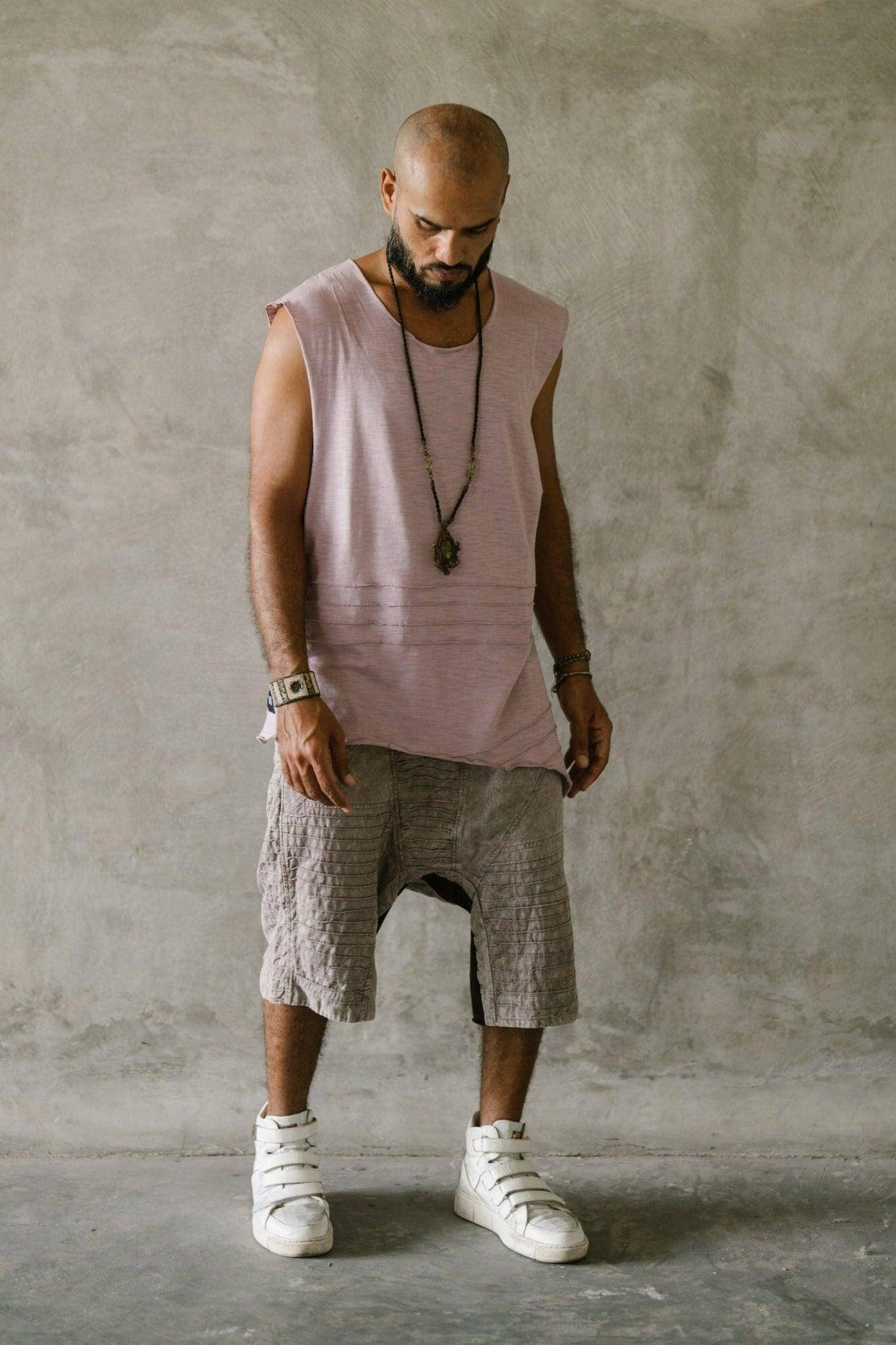 KIVI VEST - A loose fit sleeveless tank top shirt with asymmetric cut and stitch work details - VALO Design Clothing