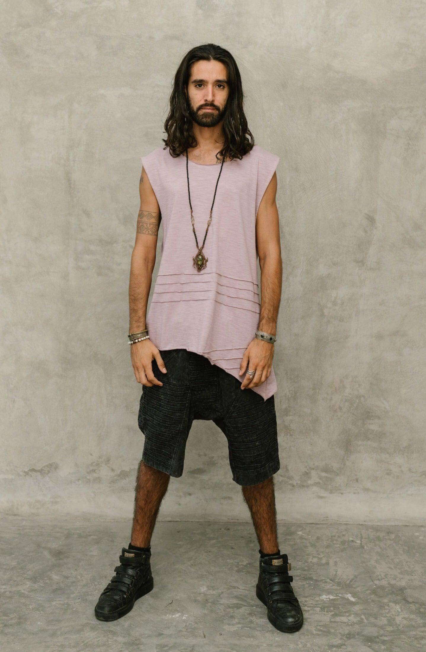 KIVI VEST - A loose fit sleeveless tank top shirt with asymmetric cut and stitch work details - VALO Design Clothing