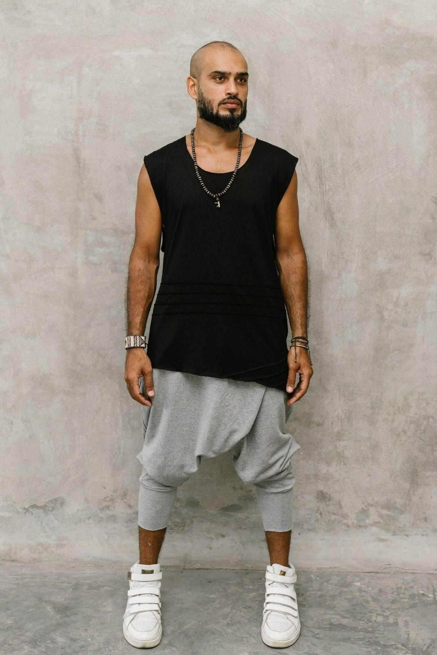 KIVI VEST - A loose fit sleeveless tank top shirt with asymmetric cut and stitch work details - VALO Design Clothing