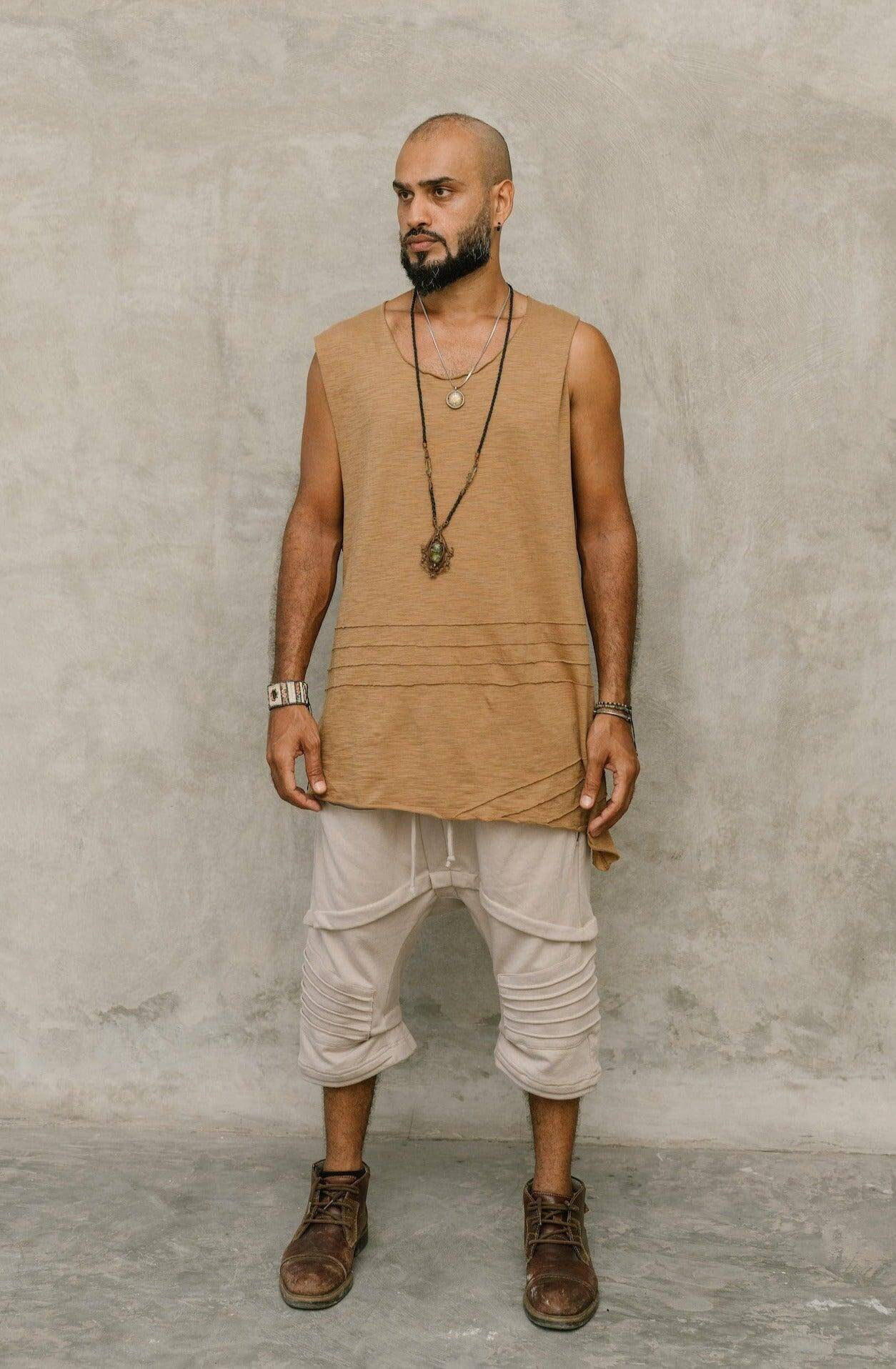 KIVI VEST - A loose fit sleeveless tank top shirt with asymmetric cut and stitch work details - VALO Design Clothing