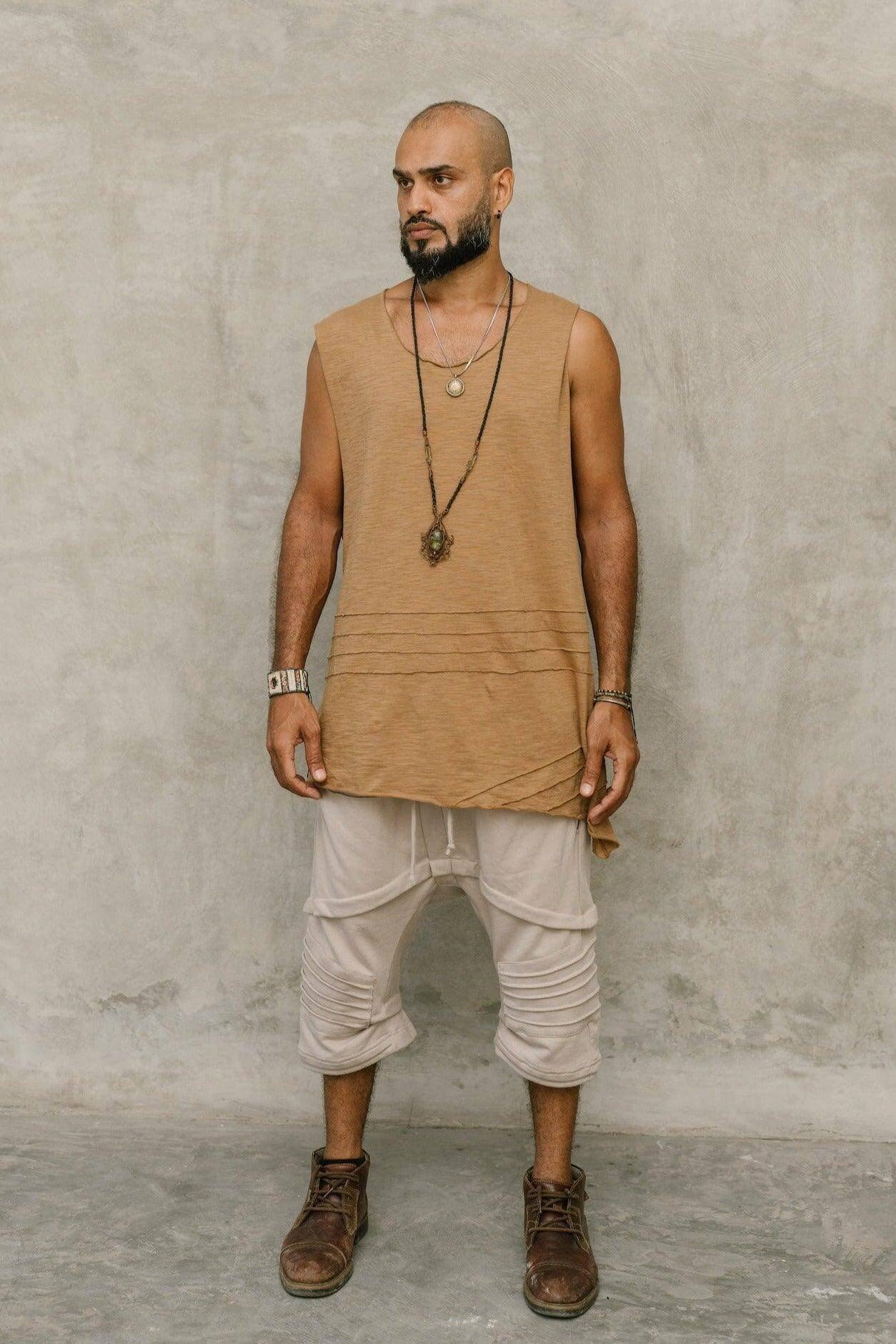 KIVI VEST - A loose fit sleeveless tank top shirt with asymmetric cut and stitch work details - VALO Design Clothing