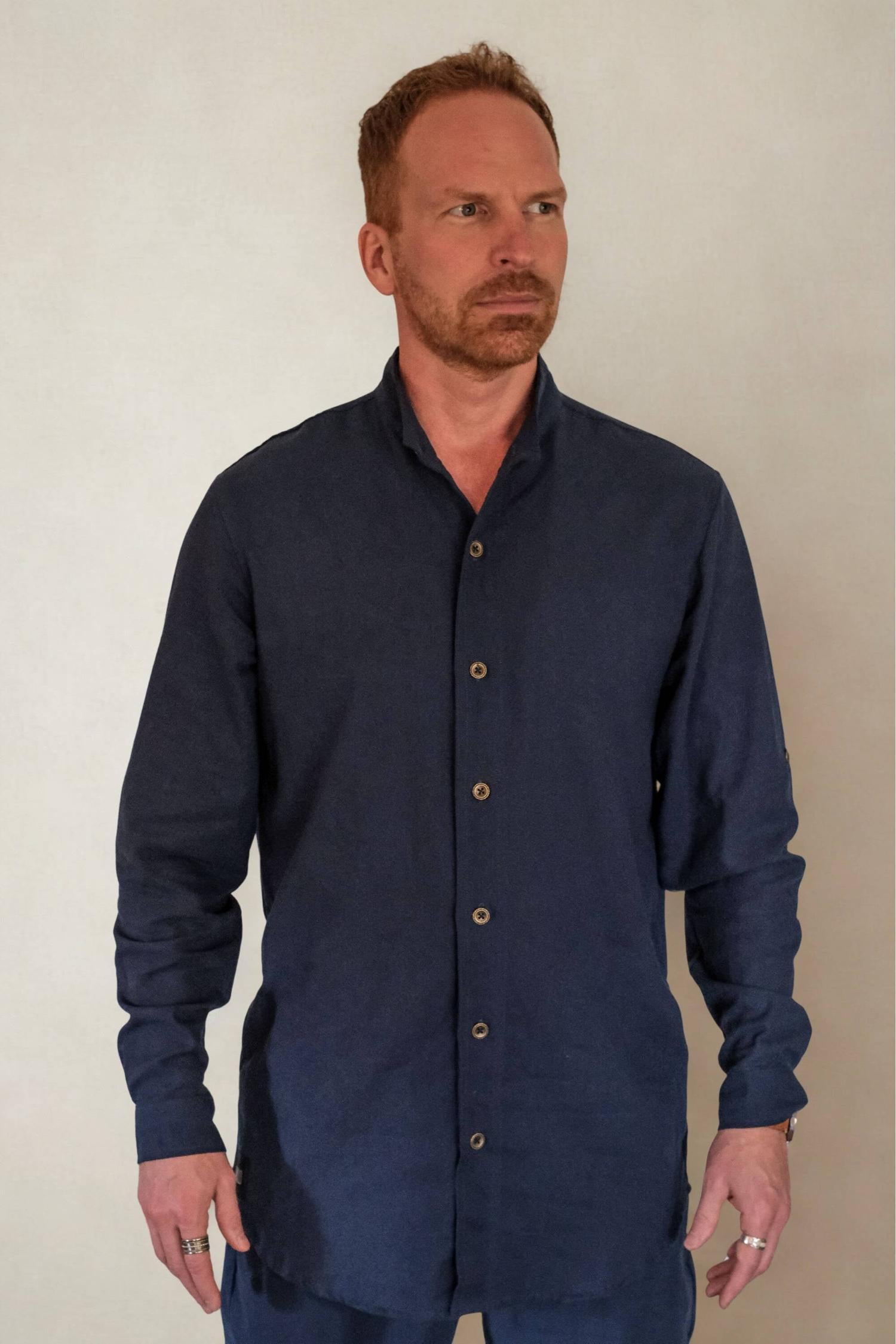 KOKO SHIRT Linen - Oversized Oriental Boho Button Up Shirt-Shirts-VALO Design Clothing